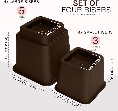 Miniatura 2 de Utopia Bedding Elevadores Ajustables para Muebles de Cama - Elevación en Alturas de 3, 5 u 8 Pulgadas Elevadores de Servicio Pesado para Camas