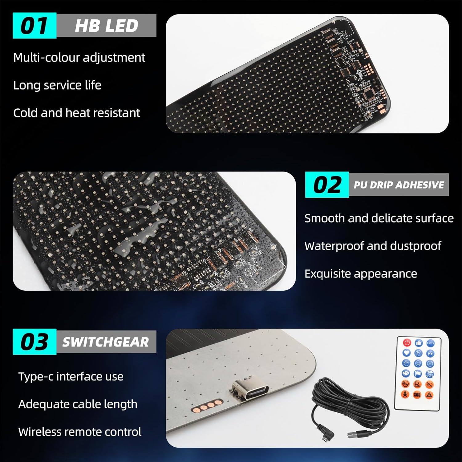 LED Sign for Car 2PCS - 23.6''x4.7'' YXNXLIGHT Devil's Eyes Light for Windshield，5V USB Programmable LED Waterproof Flexible Digital Display Signs, Remote APP Control Cool Decor for Cars/Truck