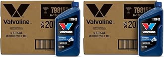 Valvoline 4-Stroke Motorcycle SAE 20W-50 Motor Oil 1 QT, Case of 6 (Pack of 2)