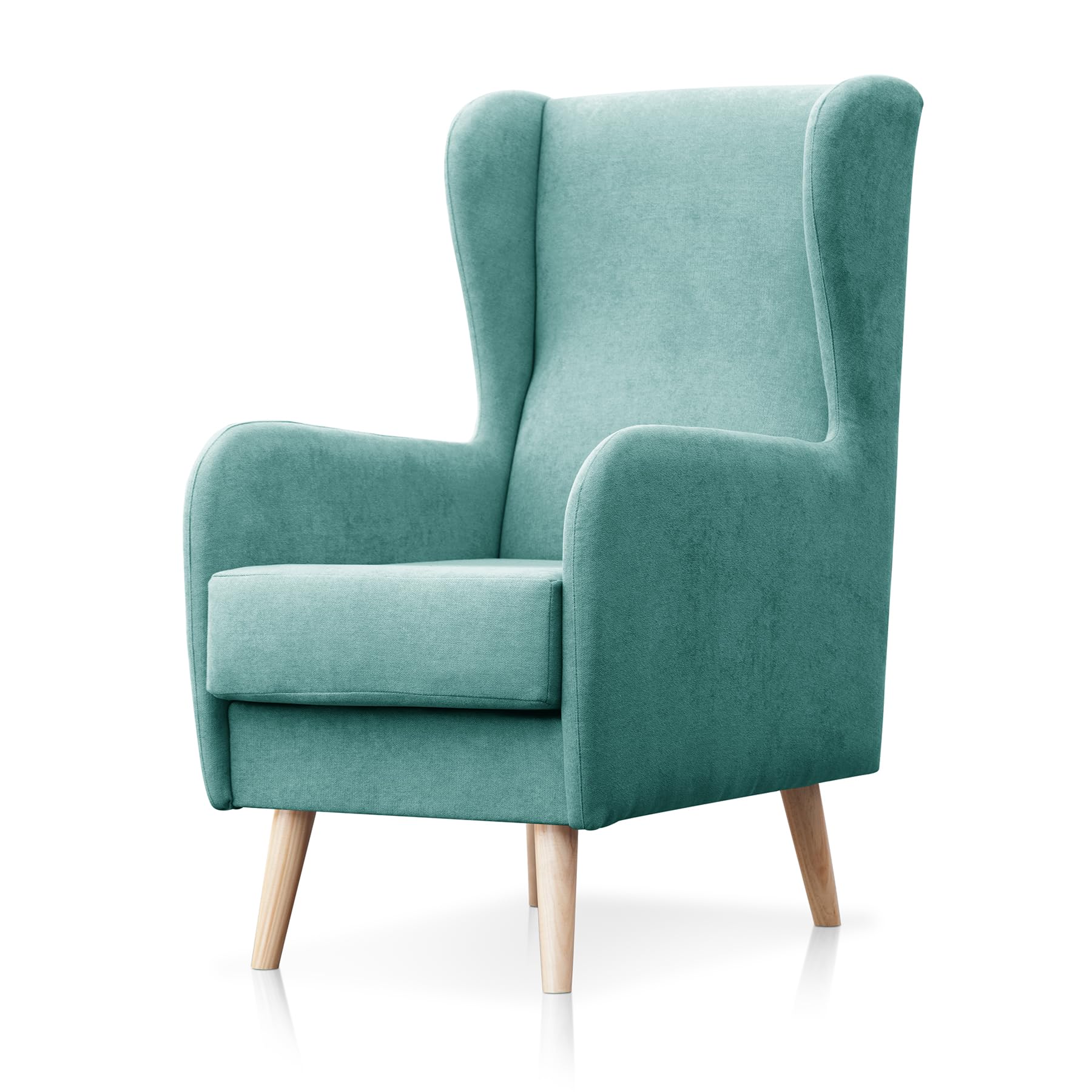 SUENOSZZZ-ESPECIALISTAS DEL DESCANSO Sillón nórdico Modelo Narex para Dormitorio o salón, butaca de Estilo escandinavo tapizado en Tela Antimanchas Turquesa