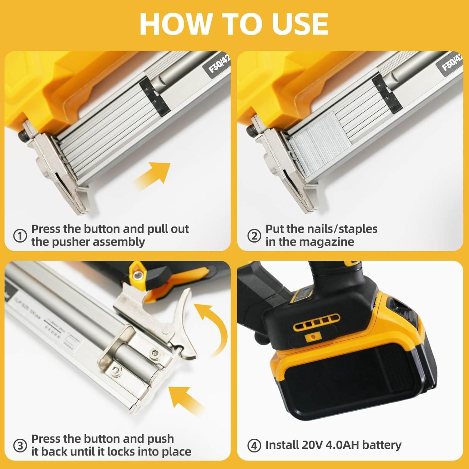 2 in 1 Electric Brad Nailer Compatible with DeWalt 20V Battery(Tool Only), 18 Gauge Cordless Battery Powered Nail Gun/Staple Gun with 1000 Nails &1000 Staples, for Home Improvement, DIY Woodworking