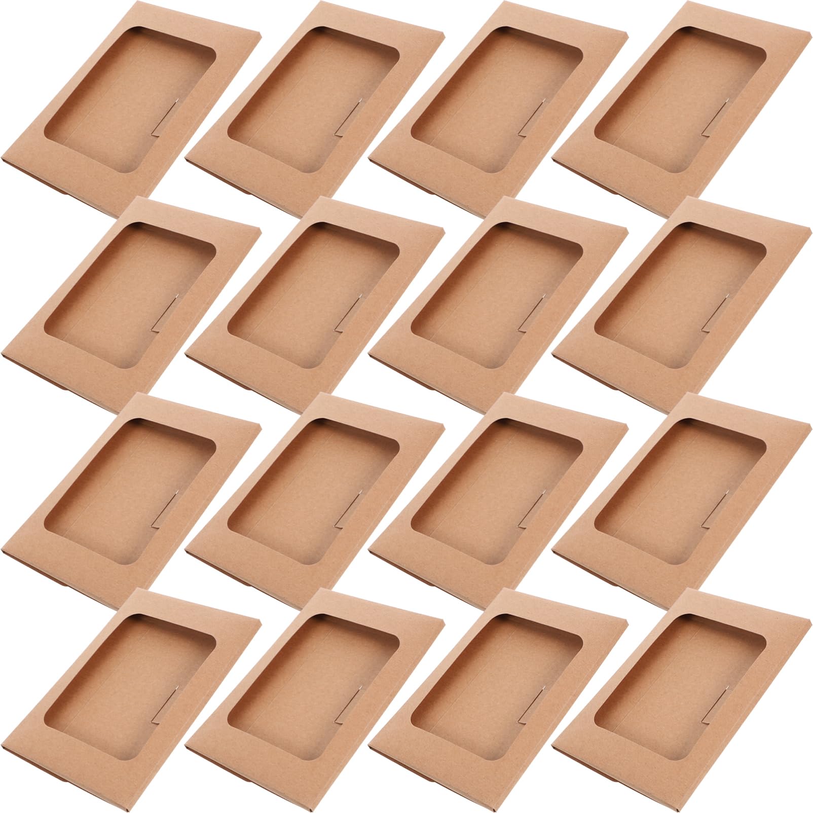 BEBEMOKO 50pcs Kraft Paper Card Boxes with Clear Window Elegant Greeting Card Container for Postcards Invitations and Versatile Mailing for All Occasions