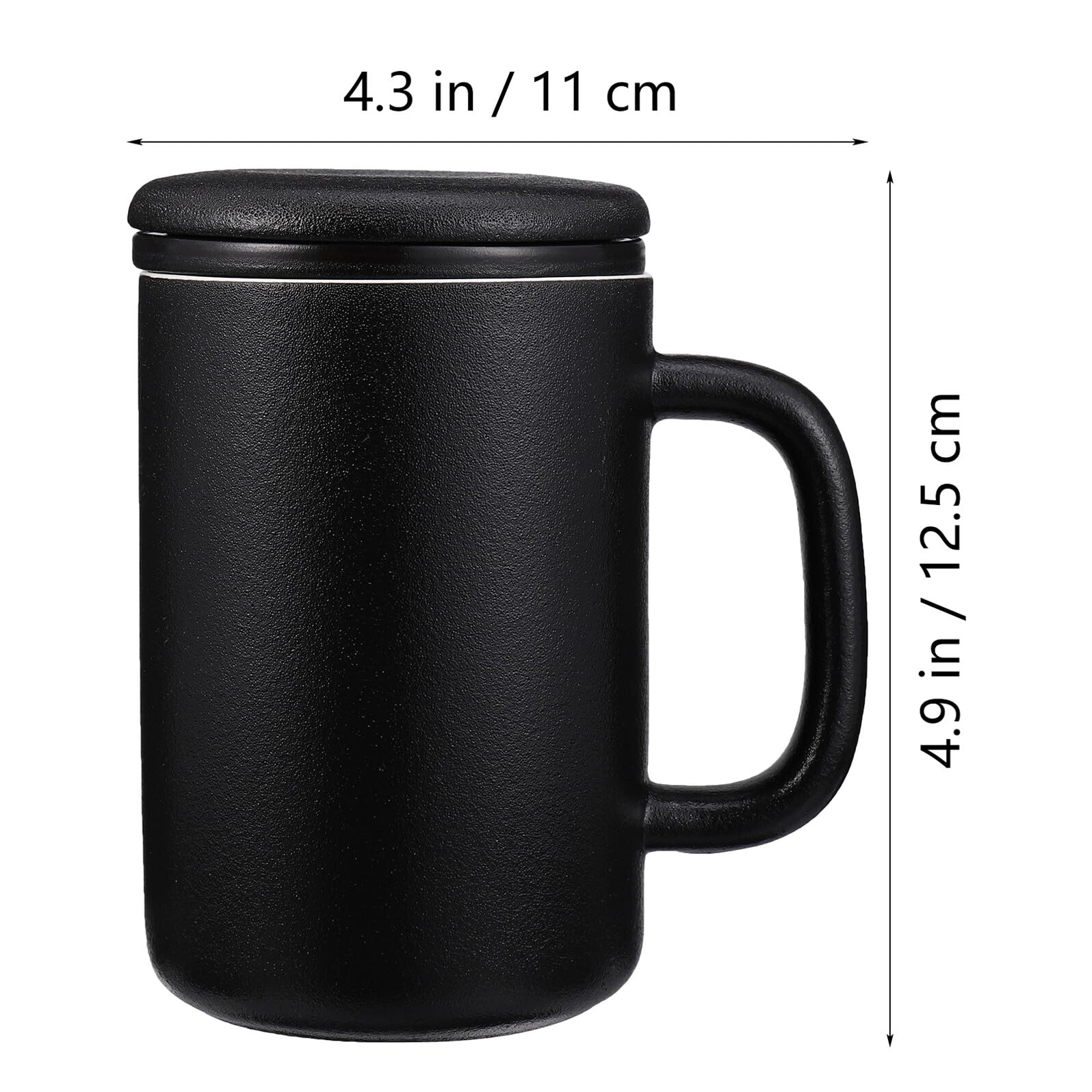 MAGICLULU 400ml Keramik Teetasse mit Teefilter und Deckel Schwarz