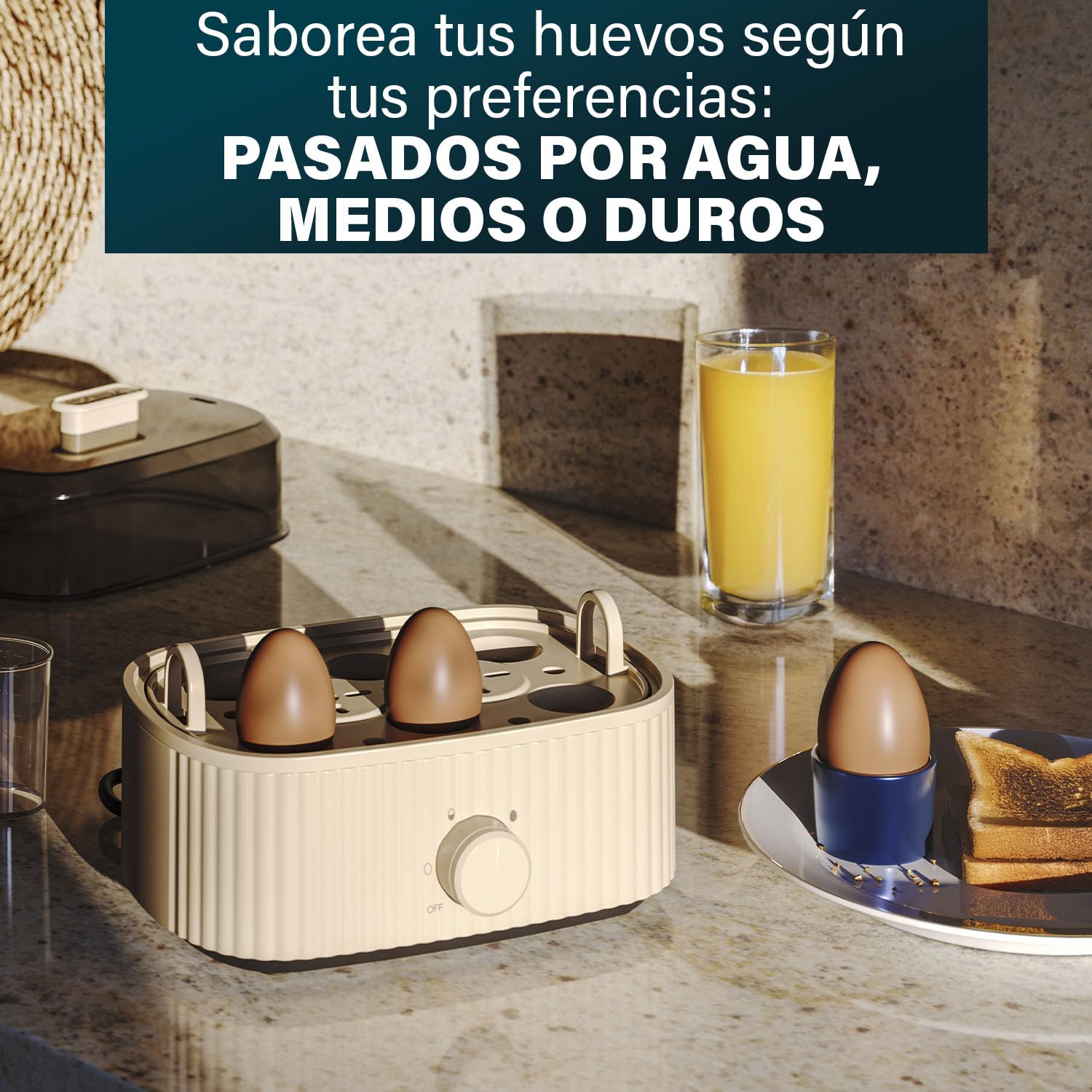 Princess Hervidor de Huevos, Capacidad 6 Huevos, 300W, Medidor para Cocción Suave/Media/Dura, Apagado Automático, Libre de BPA, Tapa con Vapor, Fácil de Limpiar, 262047