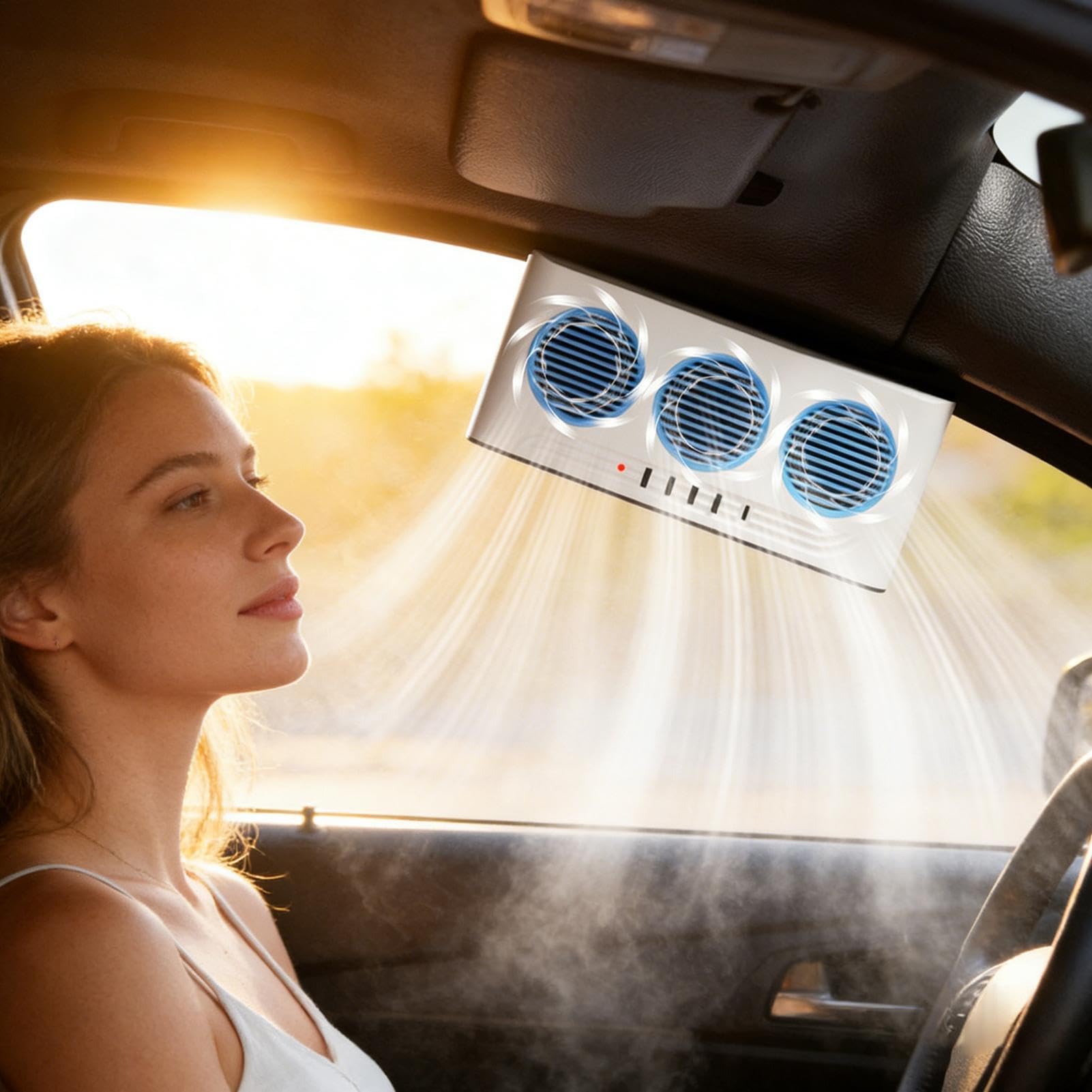 Car Solar Exhaust Fan - Window Ventilation Cooler for RV Highway Road Trips | Triple Outlet Design with Safety Energy Saving, Adjustable Speed for SUVs Trucks Daily Driving Comfort