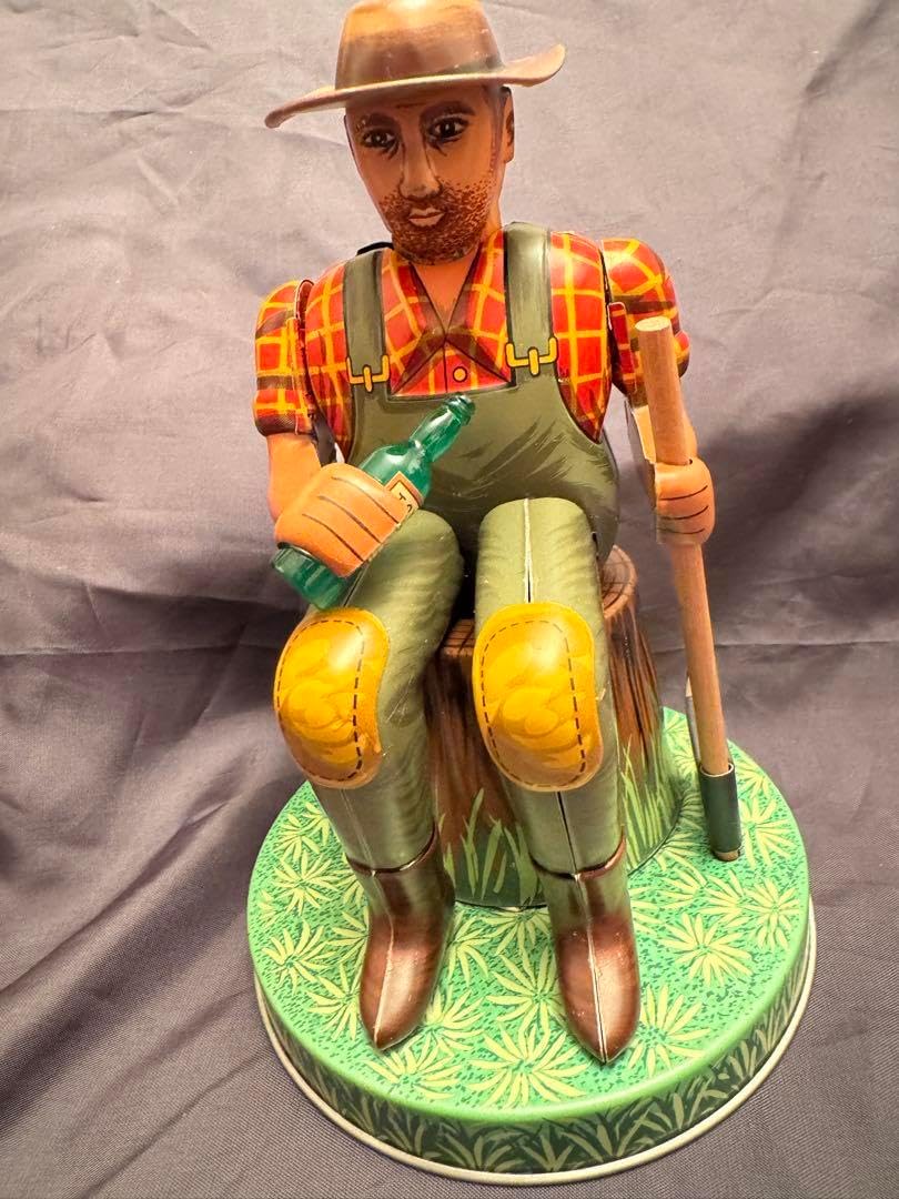 アルプス商事 メタルハウス 酒のみ木こり ブリキ玩具 外箱 説明書付き 完動品 アルプス商事 メタルハウス 酒のみ木こり ブリキ玩具 外箱 説明