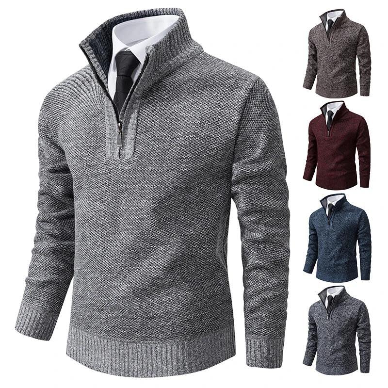 Men's Solid Color Long Sleeve Pullover Top Men Warm Casual Sweater2
