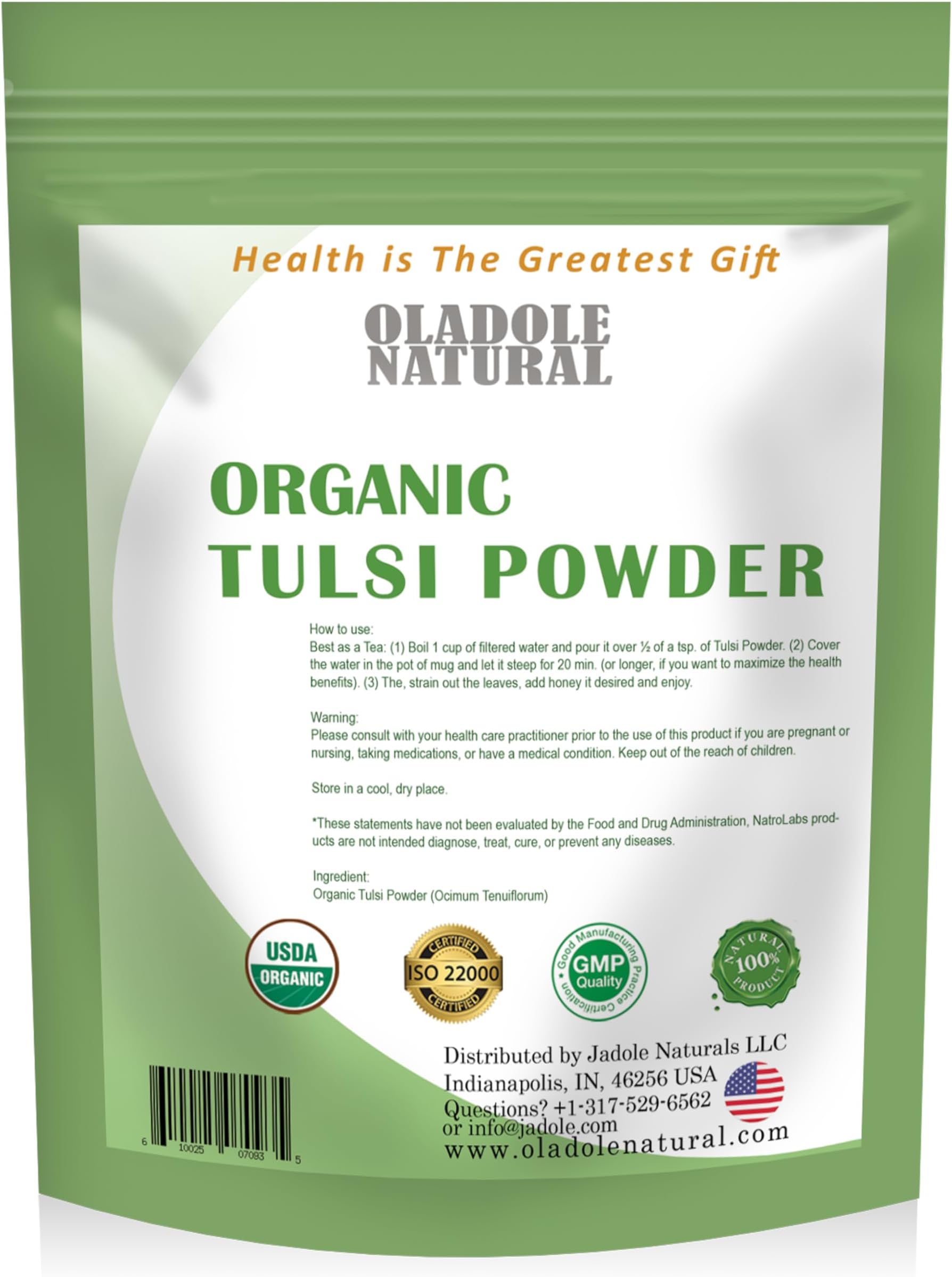Oladole Natural Organic Tulsi Powder - 100g | Improves Skin, Hair Health, Anti-Oxidant, Anti-Inflammatory, Remedy for Cold, Cough, Immunity Boost, Respiratory Track health |100% Pure & Natural