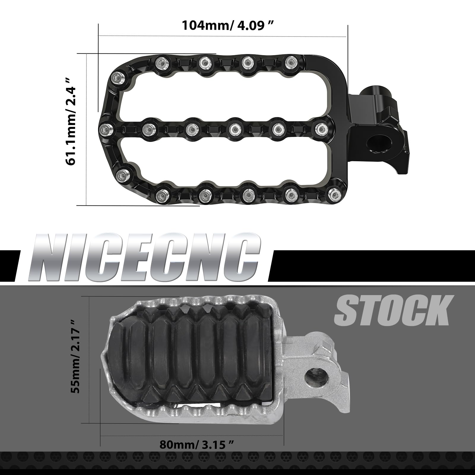 NICECNC Reposapiés Ancho | Compatible with Yamaha Tenere700 XTZ 700 2019-2024, Estribo Alargado Alargado 6061 Aluminio, Negro