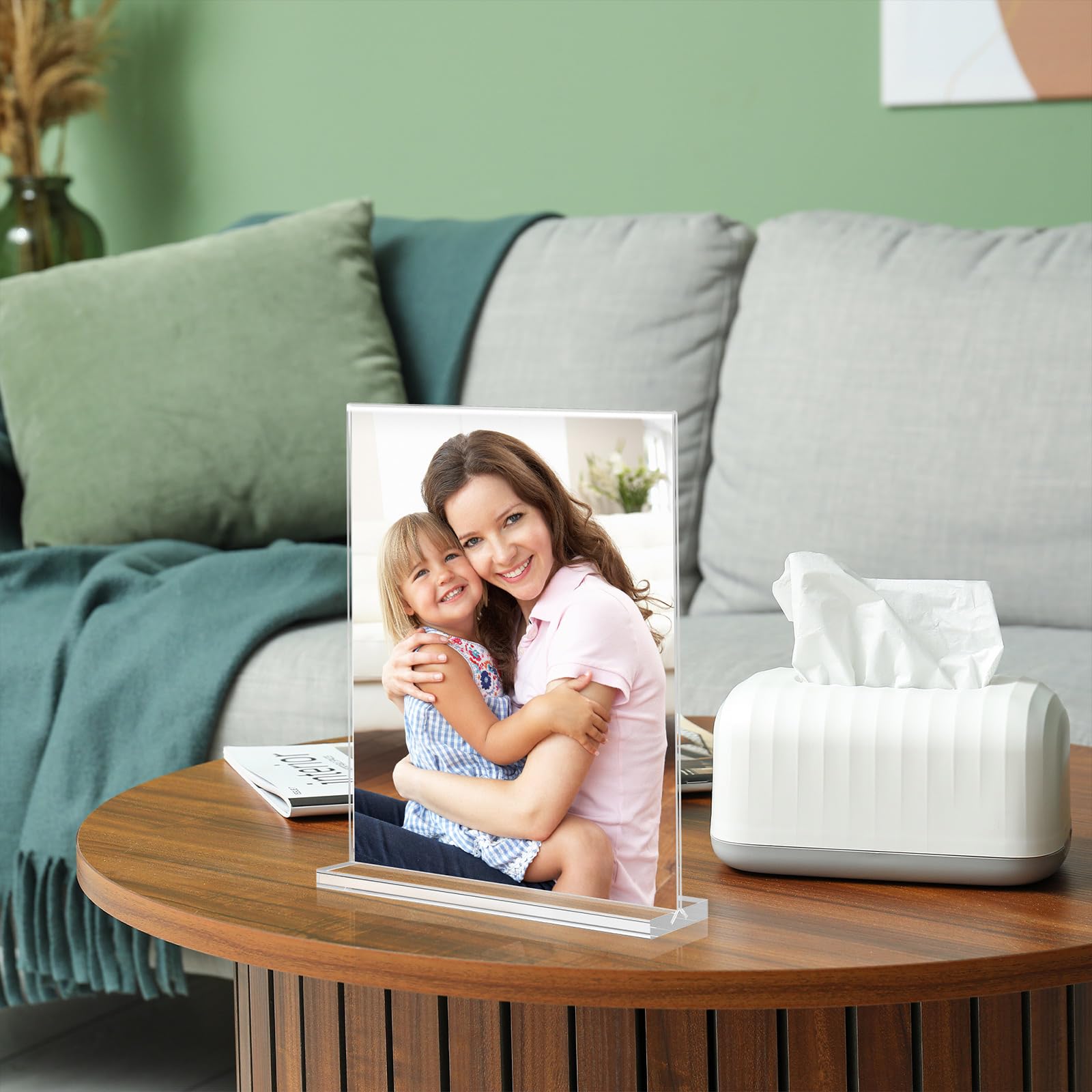 Eocnrhe Soporte acrílico para letreros de 8.5 x 11 pulgadas, paquete de 12, soportes de plástico transparente de doble cara para exhibición, soportes para letreros de mesa, soporte para folletos en