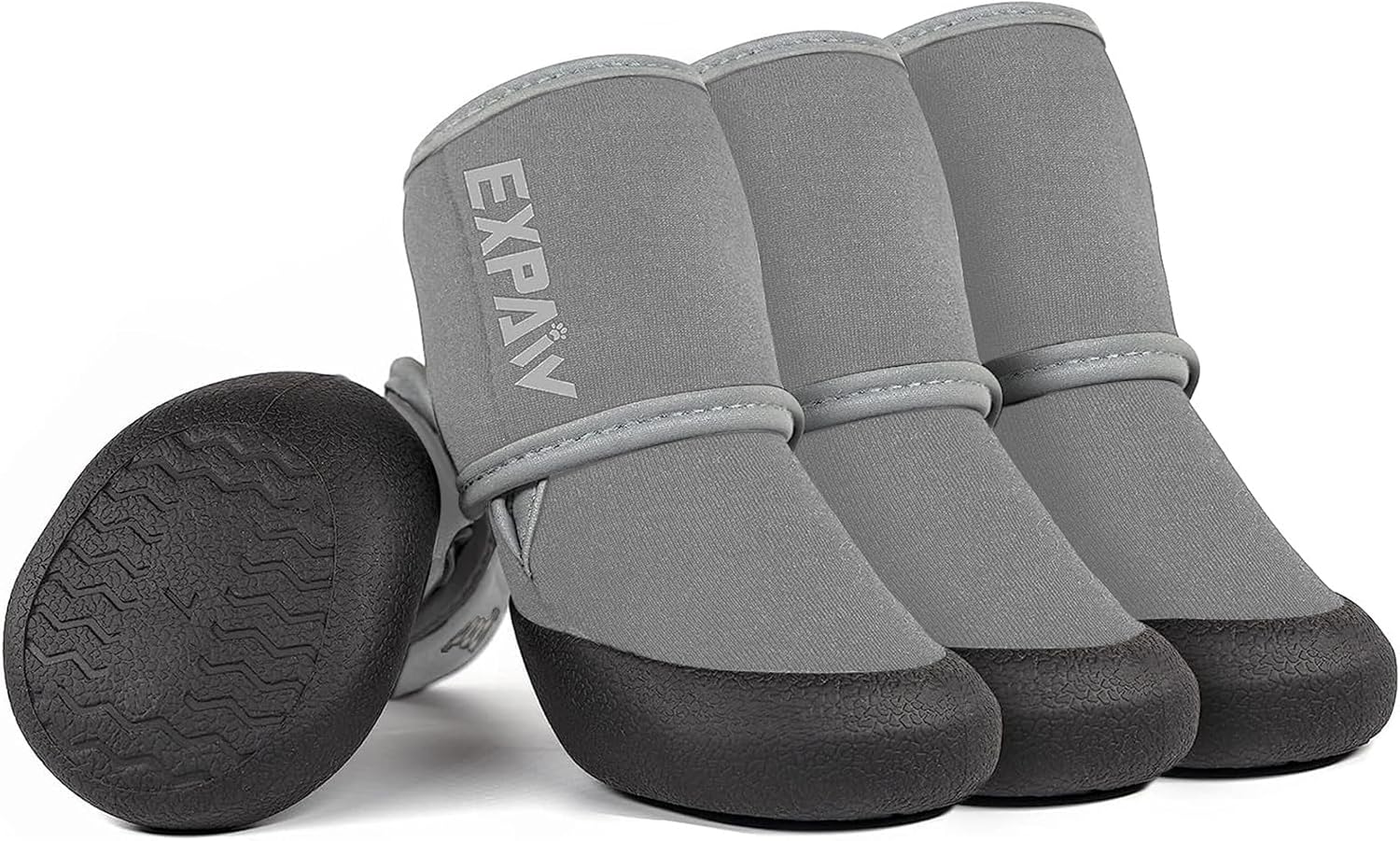 EXPAWLORER Waterproof Dog Shoes for Small Medium Large Dogs, Dog Shoes for Hot Pavement, Hiking Walking, Reflective Dog Booties for Outdoor Snow Rain Days, Anti-Slip Dog Boots & Paw Protectors Grey M