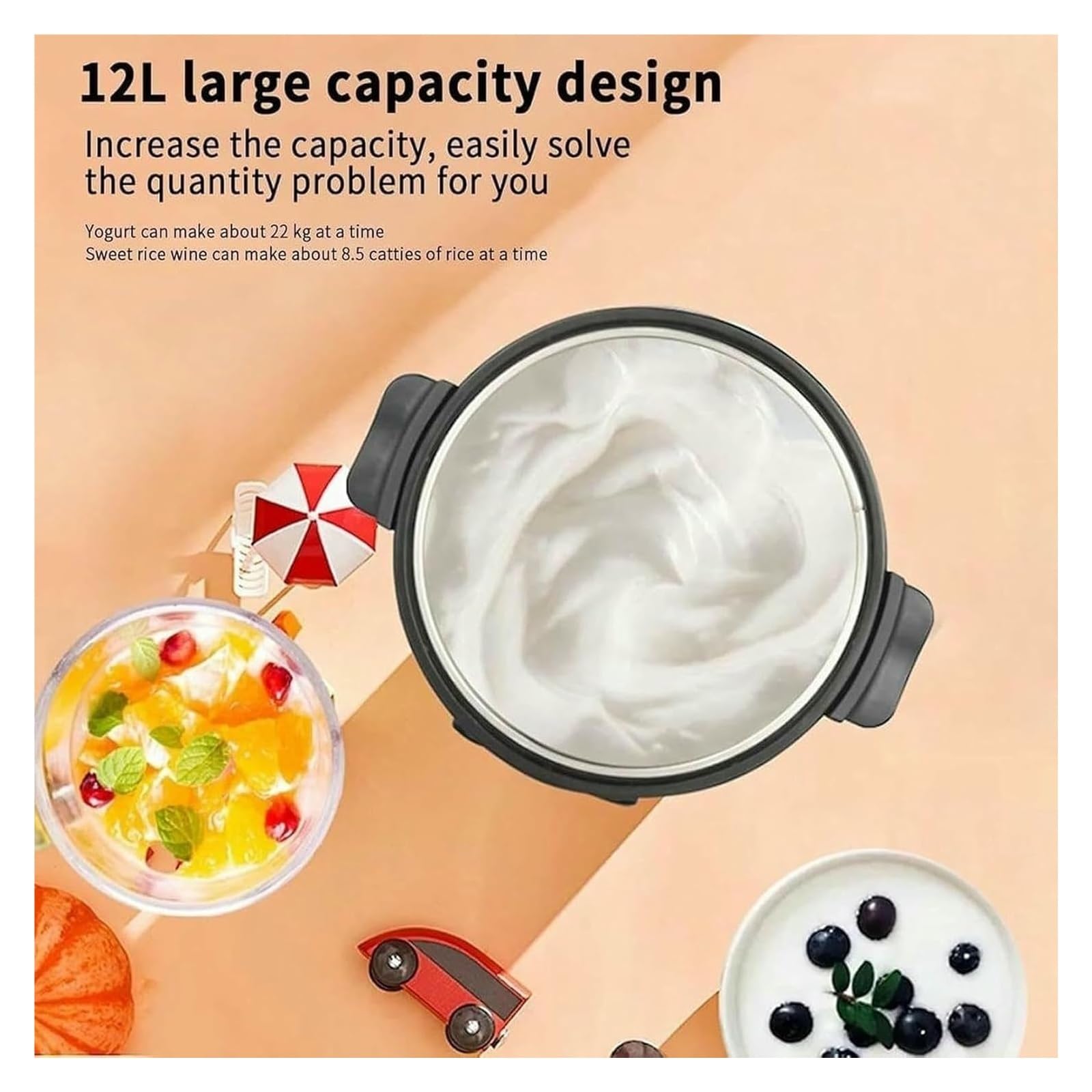 Macchina for la fermentazione commerciale da 12 litri - Fermentatore for yogurt a controllo intelligente completamente automatico for aglio, natto, sottaceti, vino di riso dolce, pasta, aceto, enzimi