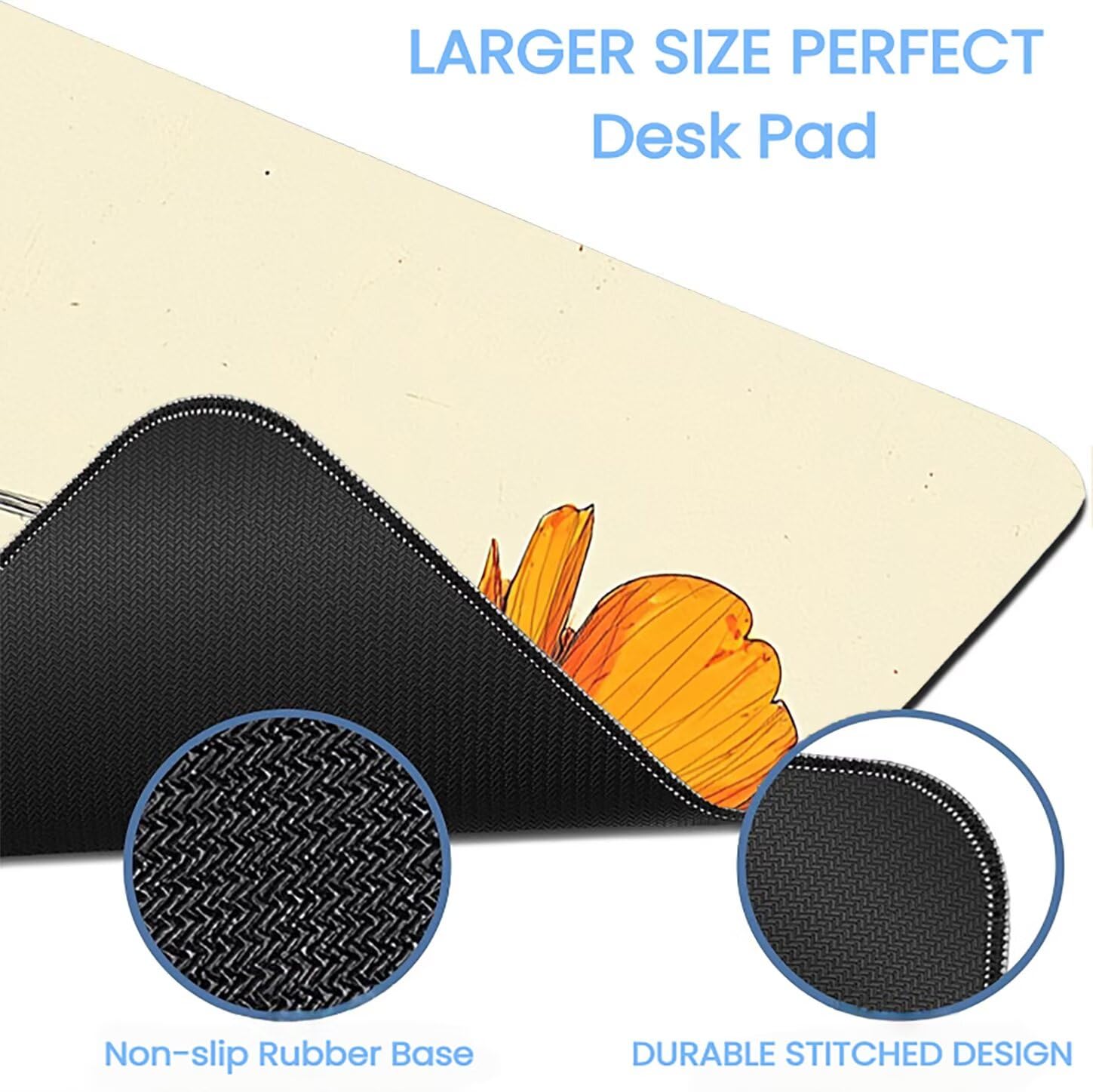 Lpfieonn Blume Schreibtischunterlage XXL, Braun Schreibtischunterlagen Großes, Gaming Mousepad XXL mit ernähter Rand und Rutschfeste Gummibasis, Desk Mat für PC/Laptop/Mausa 120x60cm PF-2144