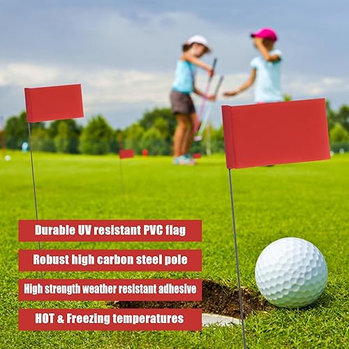 Miniatura 3 de 50 banderas de marcado de 2 x 3 con poste de acero, banderas de vinilo con estacas de vinilo, banderas de césped para patio, industriales