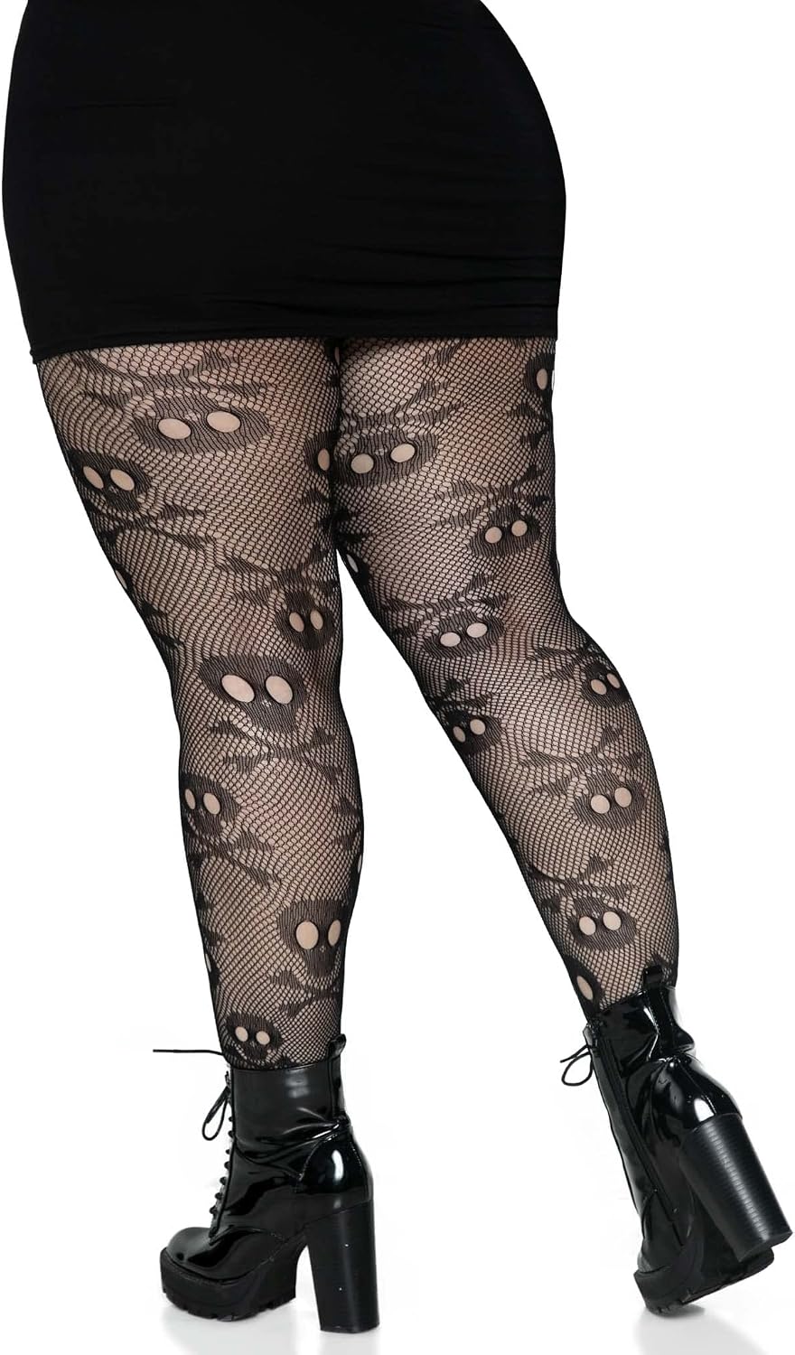Leg Avenue Women Skull Fishnet tights,Black, 1X US