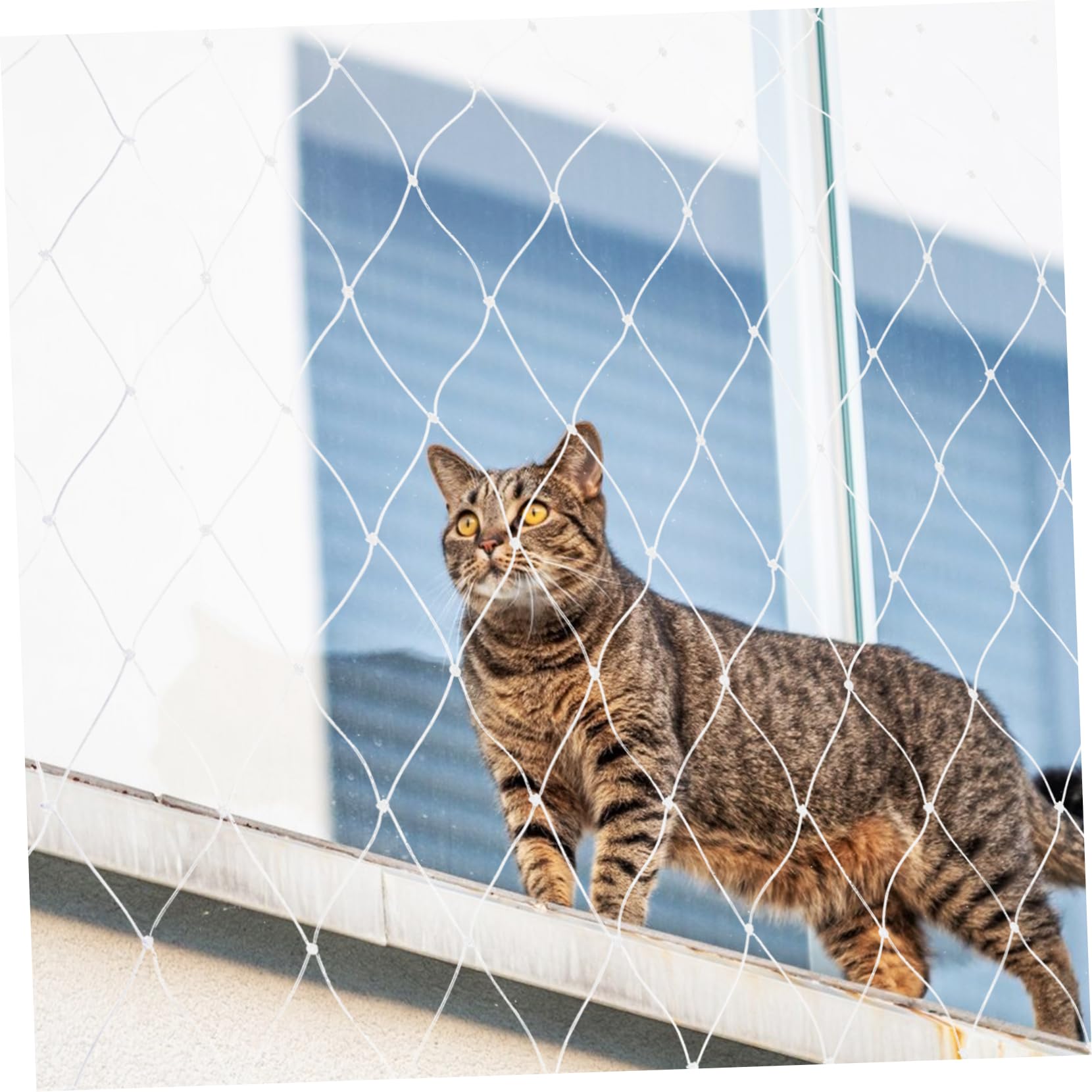 FOMIYES Nylon Katzenbalkonnetz Weiß Netz Balkon Katze ohne Bohren Reißfest Kratzfest Zuschneidbar für Balkon Treppe