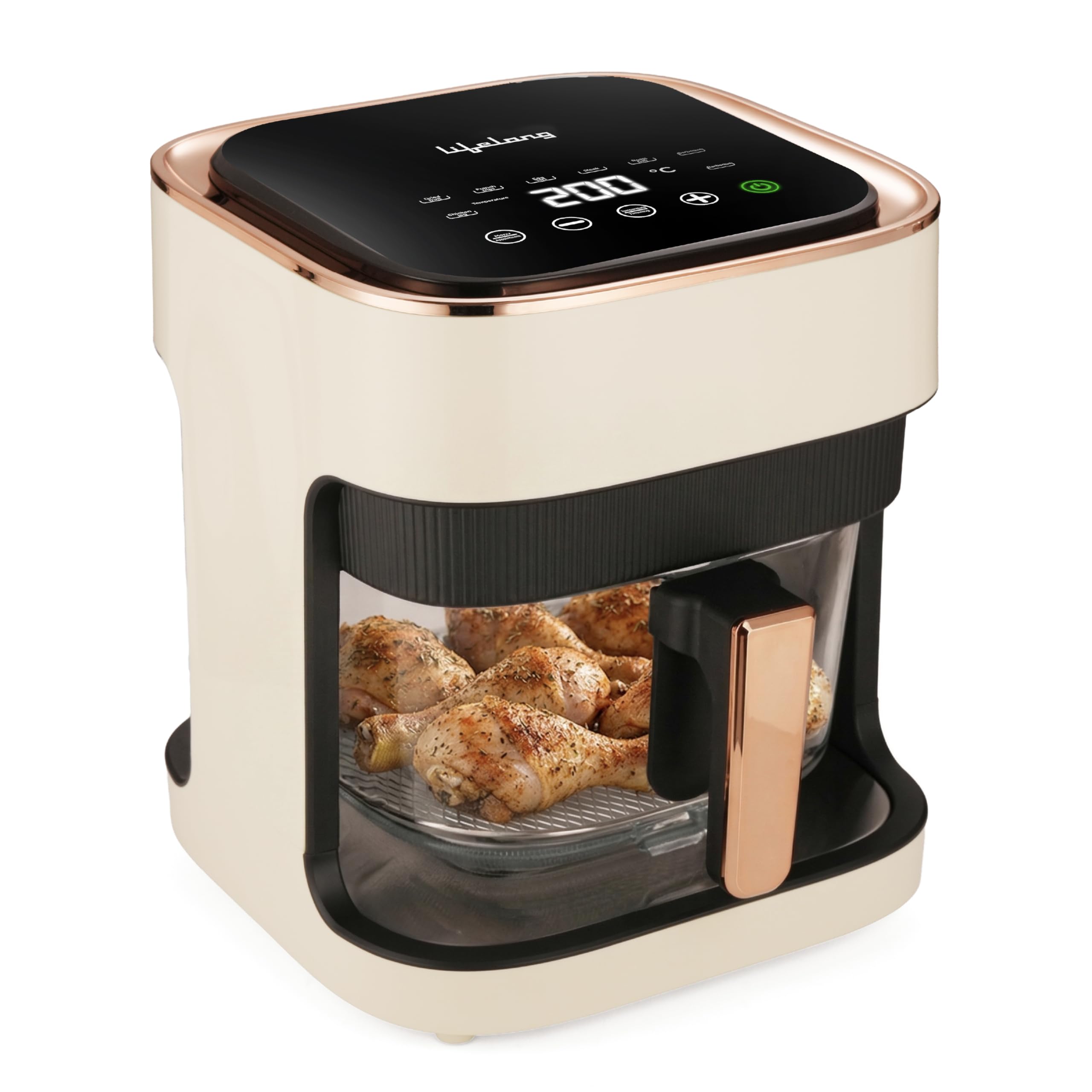 Lifelong PuroGlass Air Fryer | 4.2L Glass Basket | 8 Preset Modes | 1350W Power | Healthy Low Oil Cooking, 360° Turbo Heat Technology | LED Touch Control | Nonstick Easy Clean Kitchen Appliance(White)-image-34
