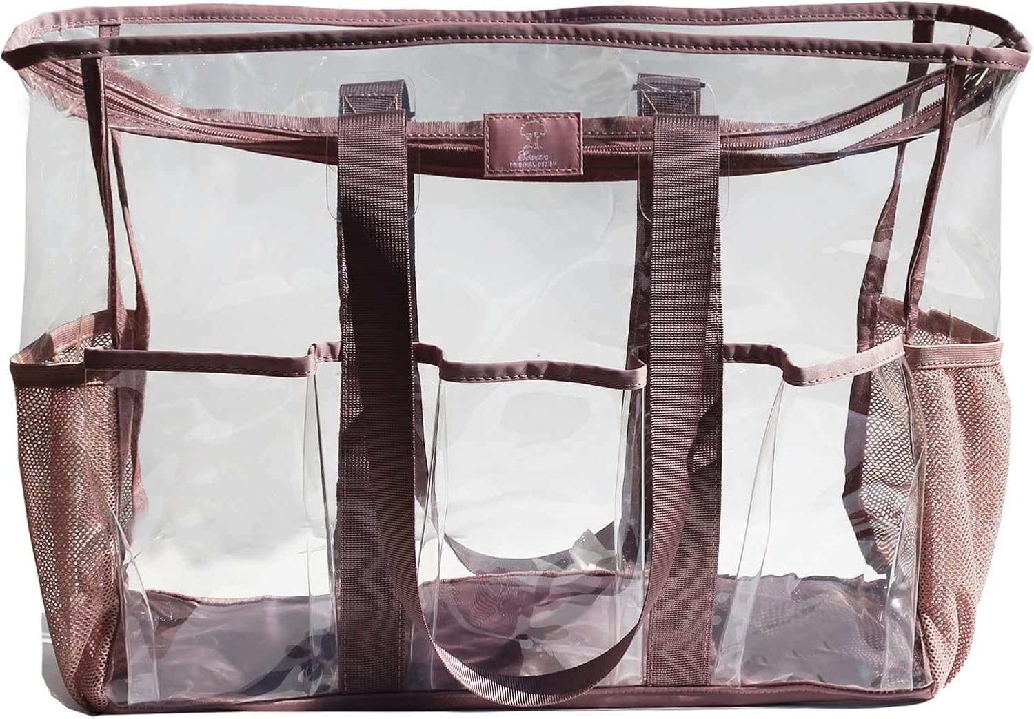 ESVAN Utility Clear Tote Bag with 5 Exterior Pockets Stadium Approved Perfect Gifts for Work,Beach