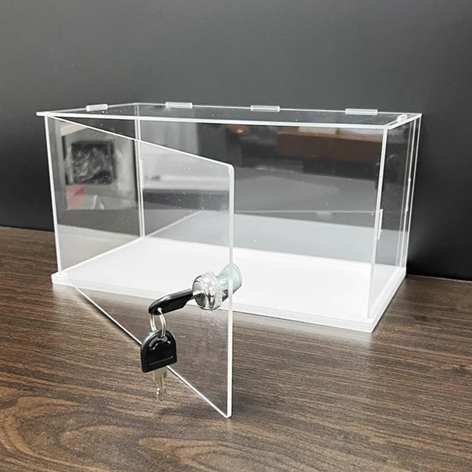 Vibeo Action Figure Acrylic Box with Lock and Keys, Dustproof Transparent Case for Display/Collectible, Countertop Storage Box Showcase with Door(20x15x20cm(8"x6"x8"))