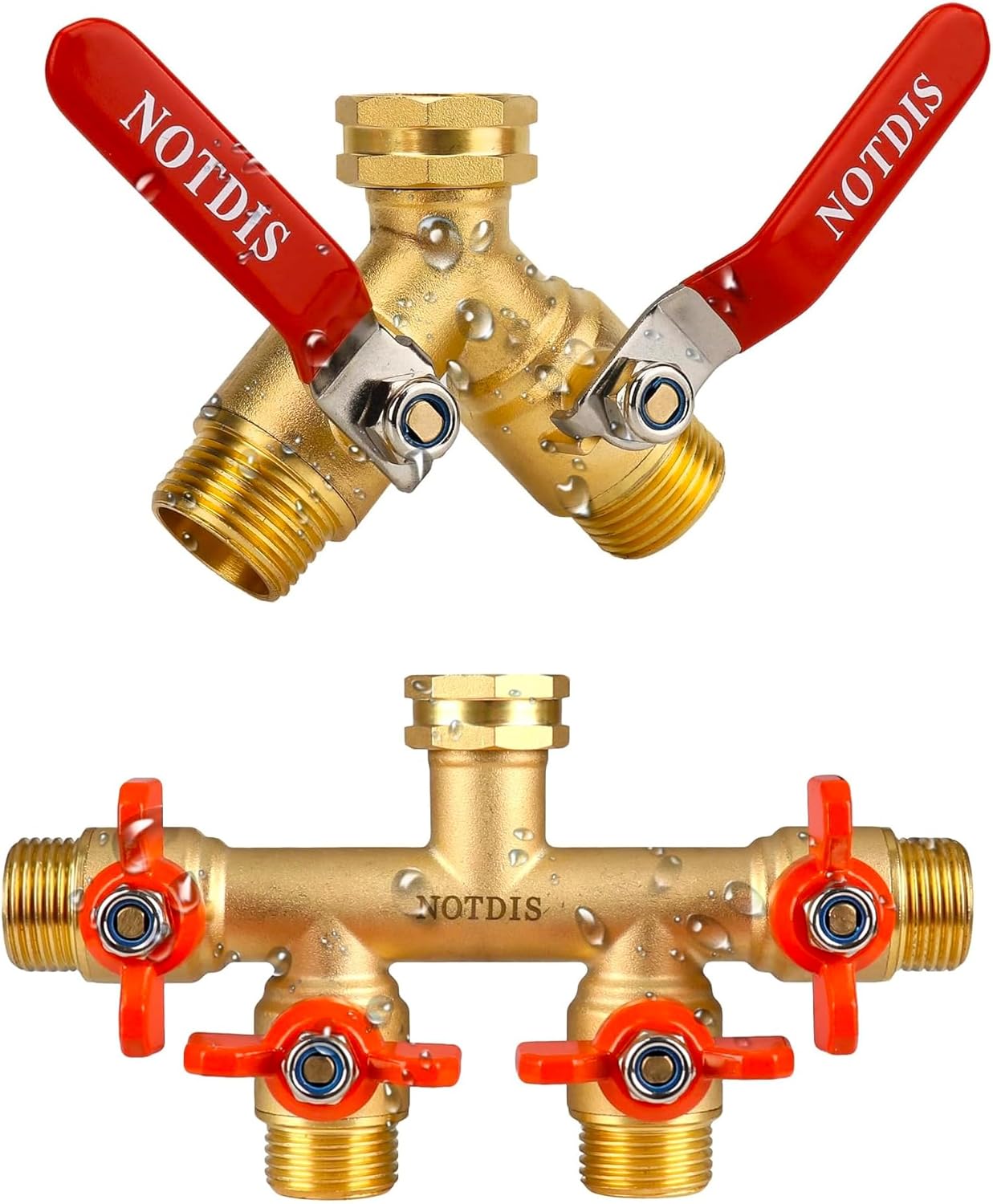 Full Flow Hose Splitter 2 Way Heavy Duty & 4 Way Brass Full Flow Hose Splitter