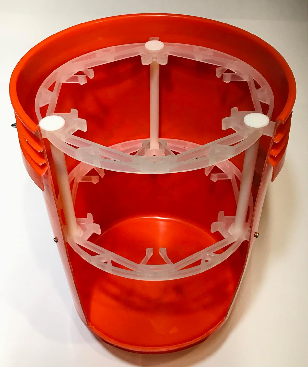 TIP-UP Tower | Securely Holds Six 3" Wide Tip-Ups for Transport and Storage | Center of Bucket Remains Open | Handle Remains Funtional