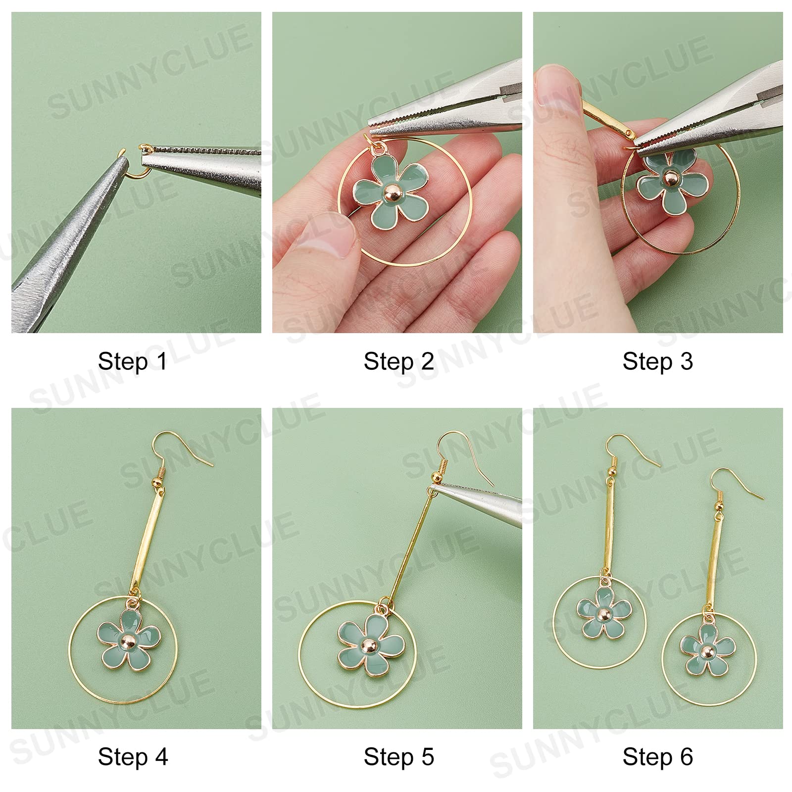 Kit SUNNYCLUE 1 Boîte DIY 10 Paires Boucles D'oreilles Fleur En Émail Kit De Fabrication De Pendentifs Fleur En Alliage Émail Charmes Avec Perles De Verre Et Crochets De Boucles D'oreilles Pour
