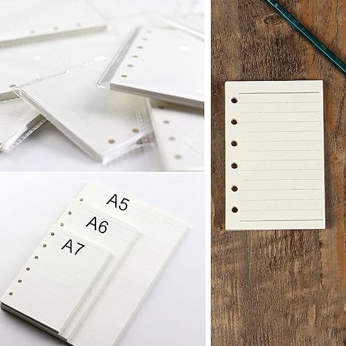 Miniatura 9 de Papel de recambio A5, hojas sueltas, papel de relleno con forro de papel recargable, 6 anillos a rayas, 135 hojas (270 páginas) para carpeta A5,