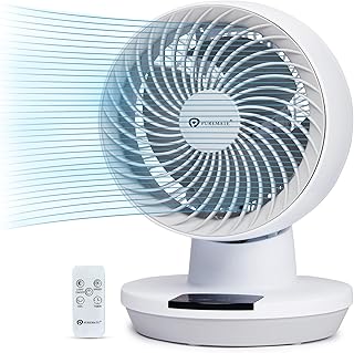 PureMate 8-Inch Air Circulator Fan with Oscillation, 3 Speeds Setting and Timer, LED Display & Remote Control, Perfect for Desks, Bedrooms & Offices
