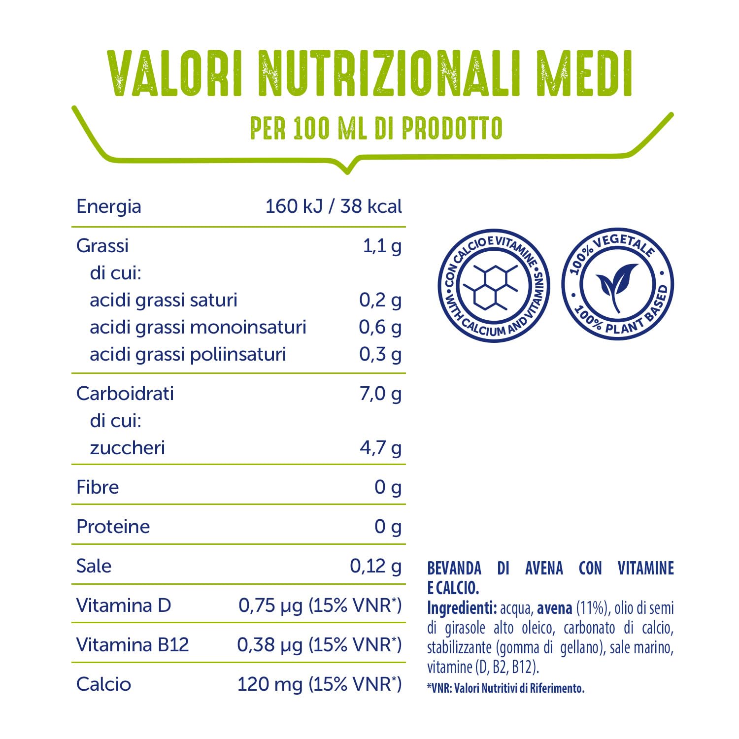 OraSì Bevanda Di Avena 1 Litro 12 Unità Alternativa vegetale al Latte a base di Avena Cremoso Senza Zuccheri Aggiunti, Fonte Di Calcio E Vitamine Ideale Per Dieta Vegana Colazioni E Ricette