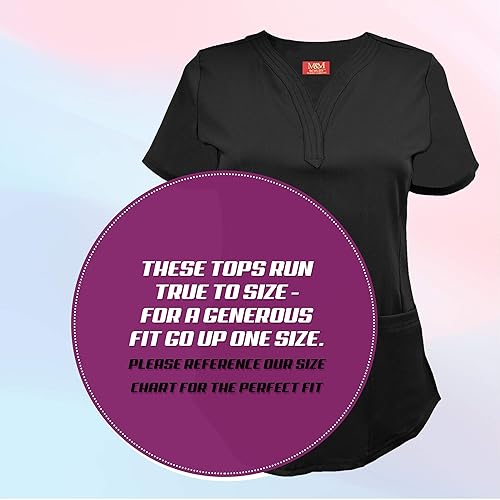 Vista 4 de M&M SCRUBS Camiseta quirúrgica elástica ultra suave con cuello caído y 2 bolsillos para mujer