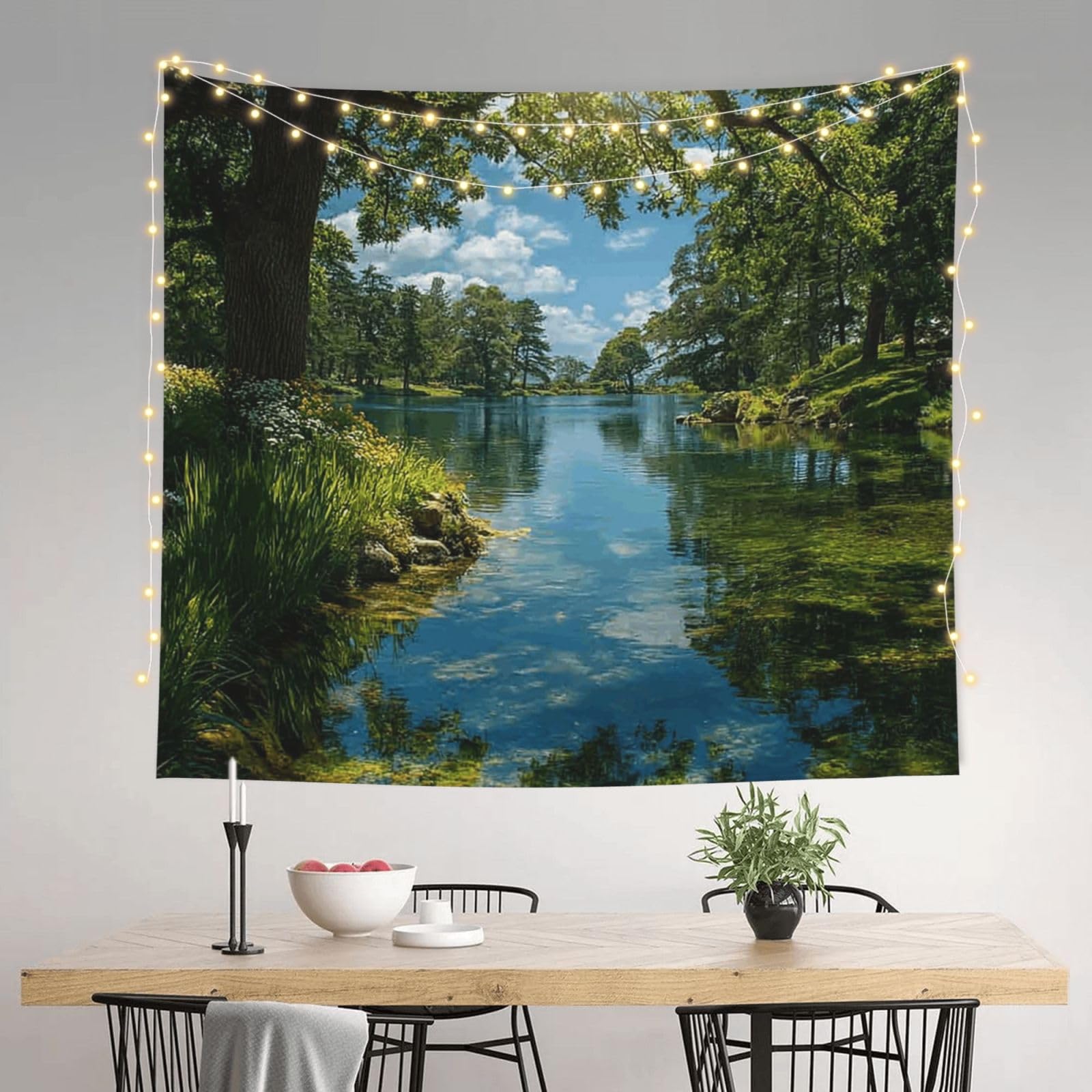 HJKJKKJ Tapestry 152 X 130 CM Aesthetic Wall Tapestrys for Bedroom Lake Natural Scenery Tapestries Hanging Wall Art Blanket Home Decor Tapestry for Living Room Dorm Office