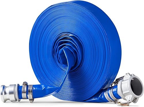 Miniatura 15 de Manguera de descarga VEVOR, 2" x 32 m, manguera de PVC con tela plana, manguera de drenaje de retrolavado resistente con abrazaderas, a prueba