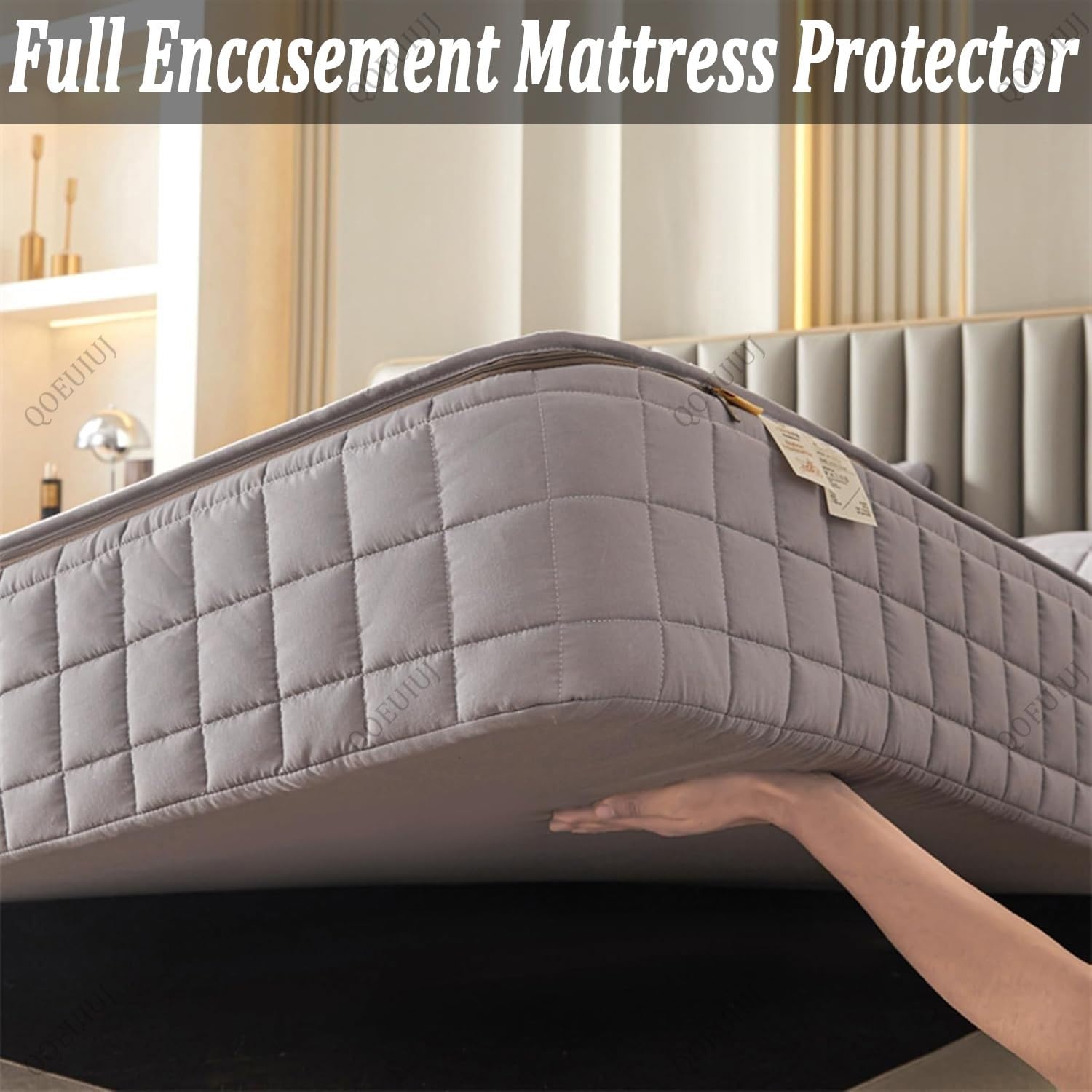 Coprimaterasso con Cerniera Lampo Trapuntato – Fodera Materasso Completa a 6 Lati, Guscio Protettivo Traspirante e Lavabile per Letto Singolo e Matrimoniale, Morbido(Grigio,120x190x20cm)