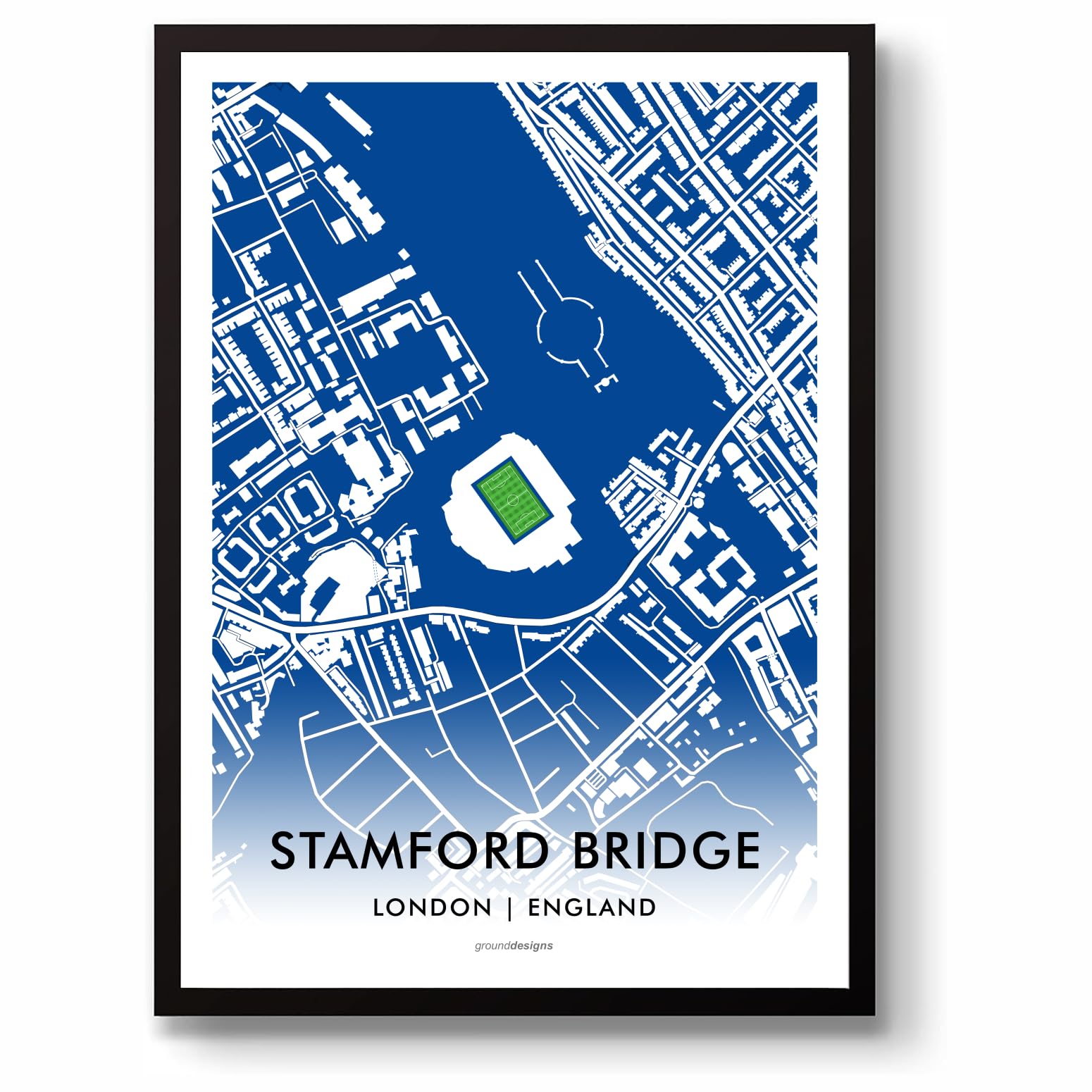 GroundDesigns CHELSEA FC Football Gift STAMFORD BRIDGE Stadium Art Map Unframed A3 Print CFC