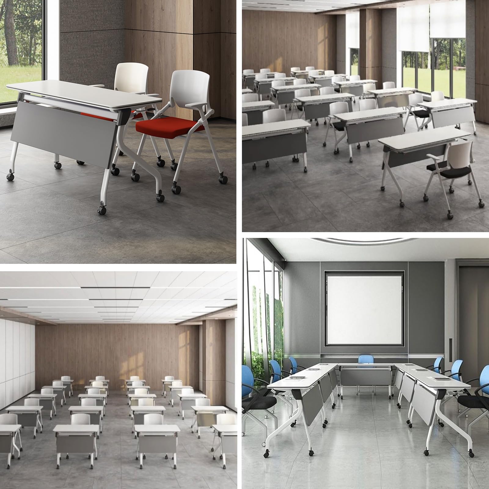 Tragbarer, Klappbarer Konferenztisch mit Rollen, Einfach Aufzubauen, Mobiler, Rechteckiger Besprechungs- und Seminartisch, 160 X 40 X 75 cm, Ideal für Büro, Schule und Veranstaltungen