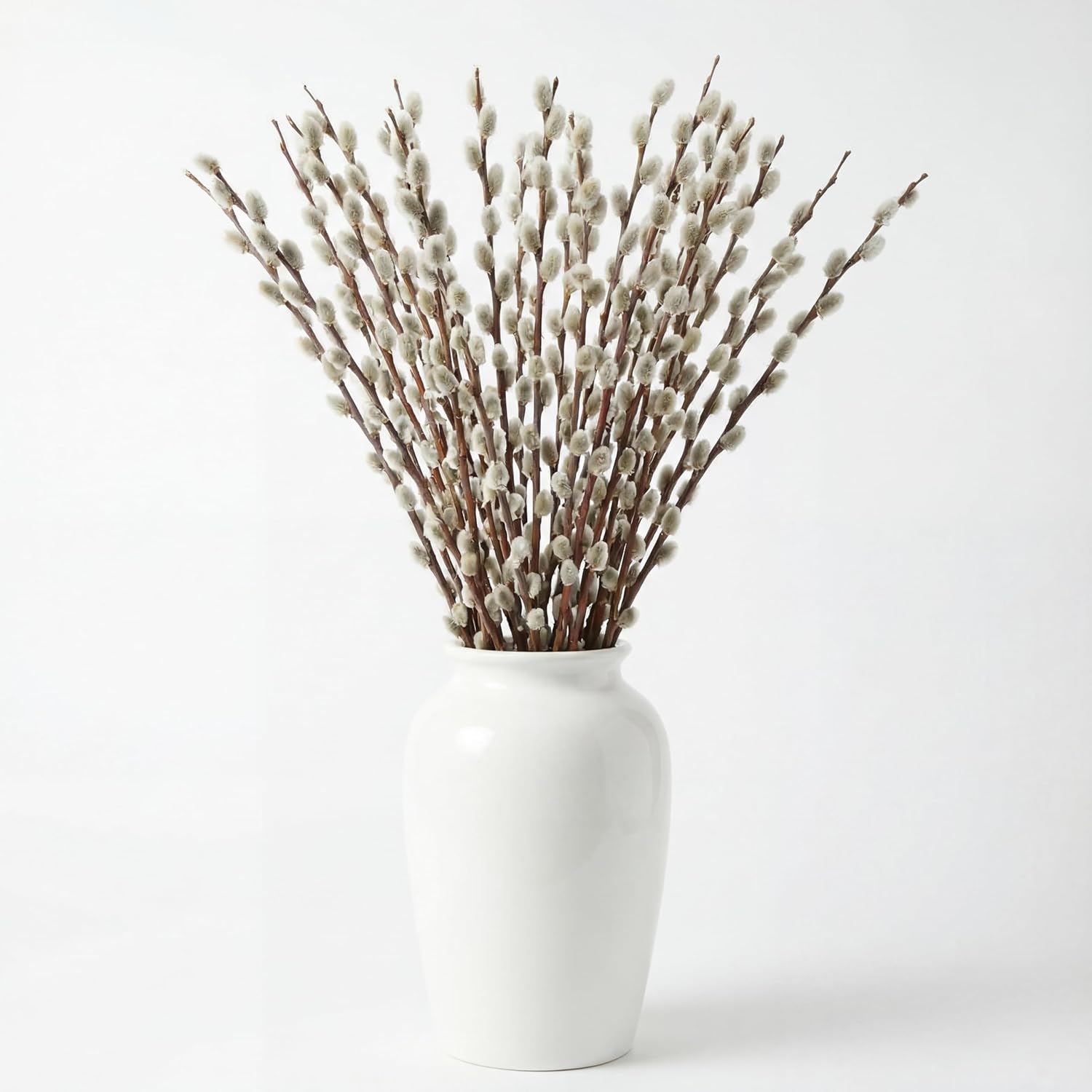 20 Stems 31.5'' Real Dried Pussy Willow Branches for Vases 100% Natural Tall Snow Pussy Willows with White Flowers Live Plant for Wedding Home Hotel Fireplace Yard Decor