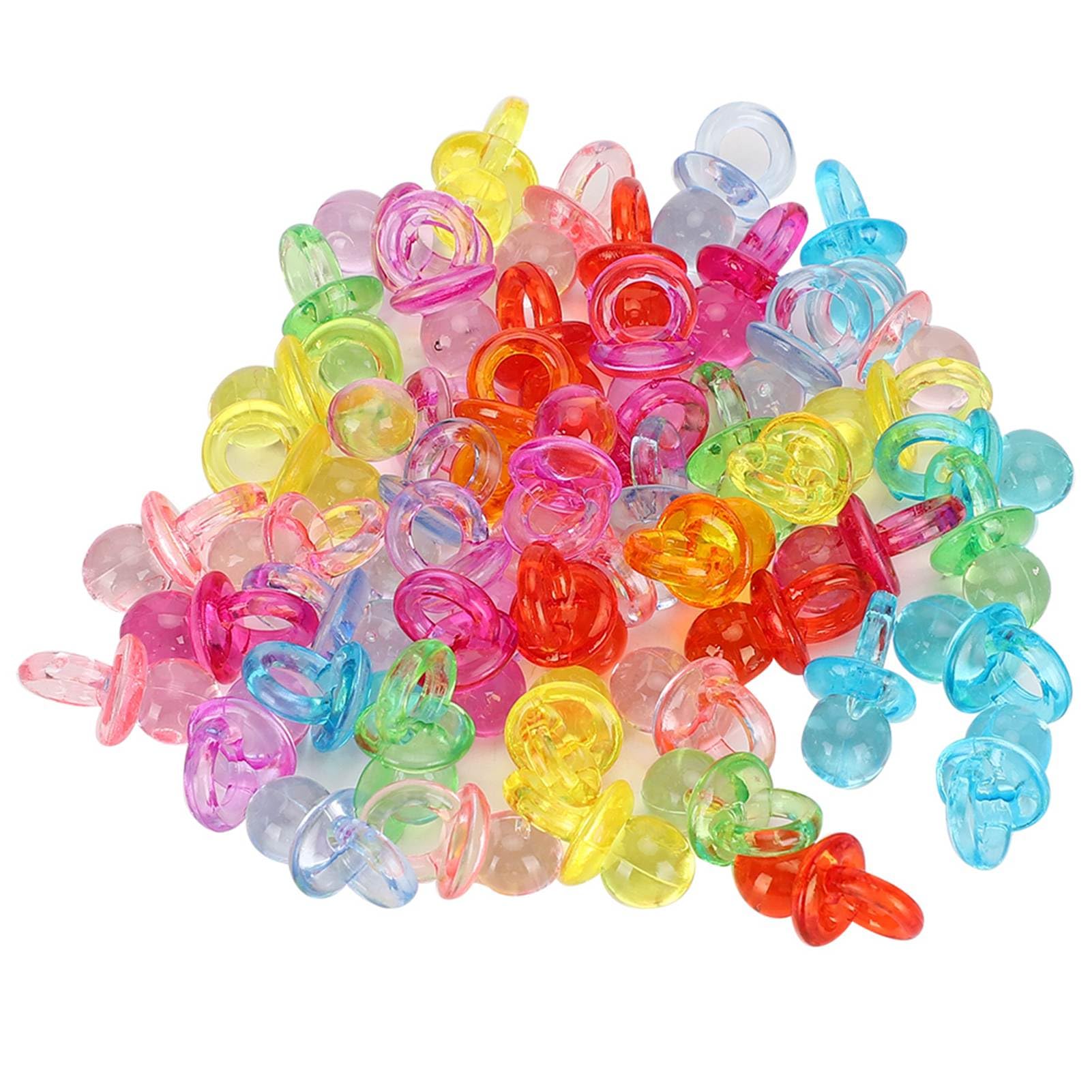 Cyrank 100PCS Newborn Pacifiers, Baby Pacifier Birthday Party Decoration Baby Baptism Soothing Mini Color Toys(C)