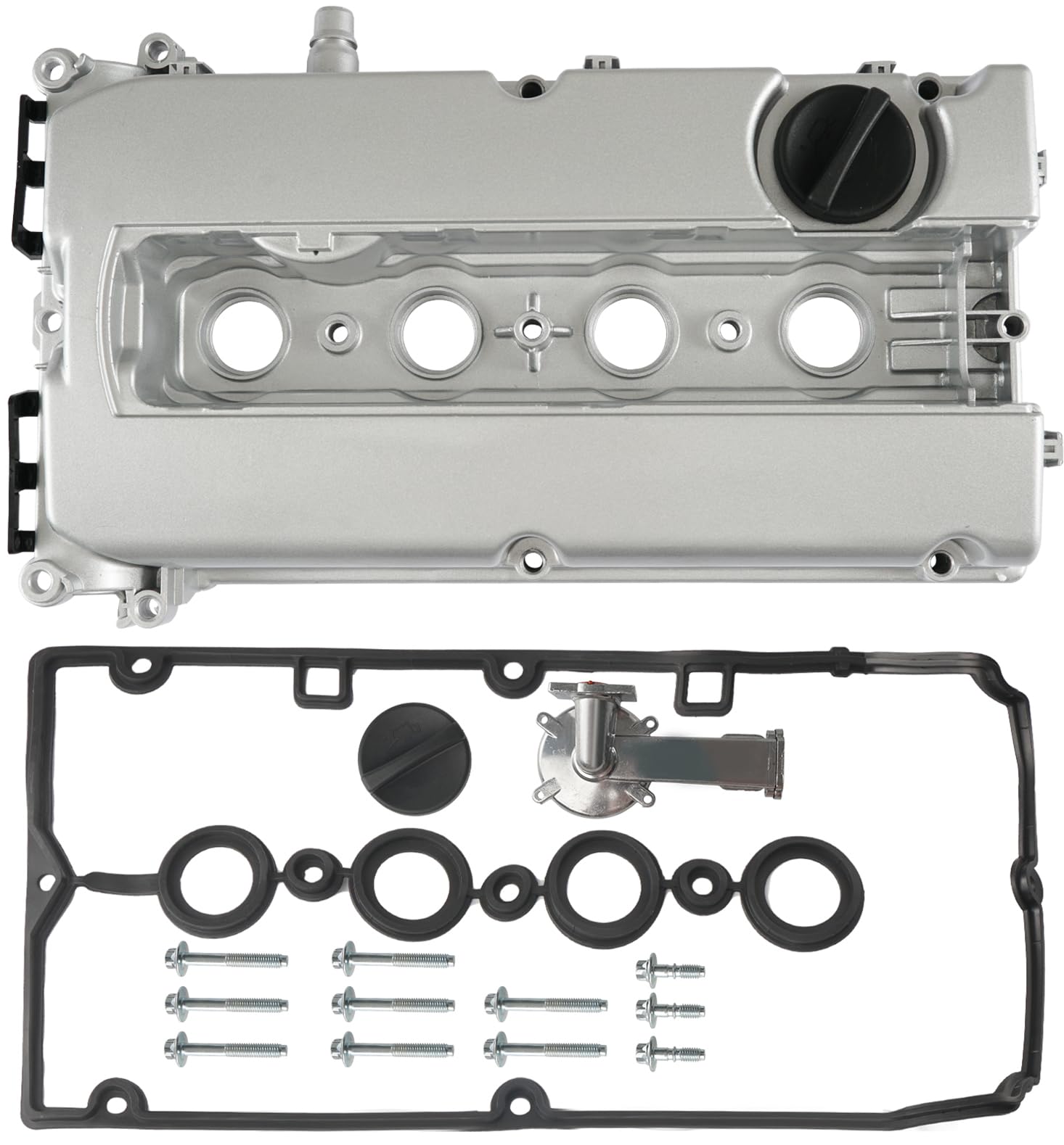 Aluminum Engine Valve Cover Kit With Gasket, Bolts, Oil Filler
