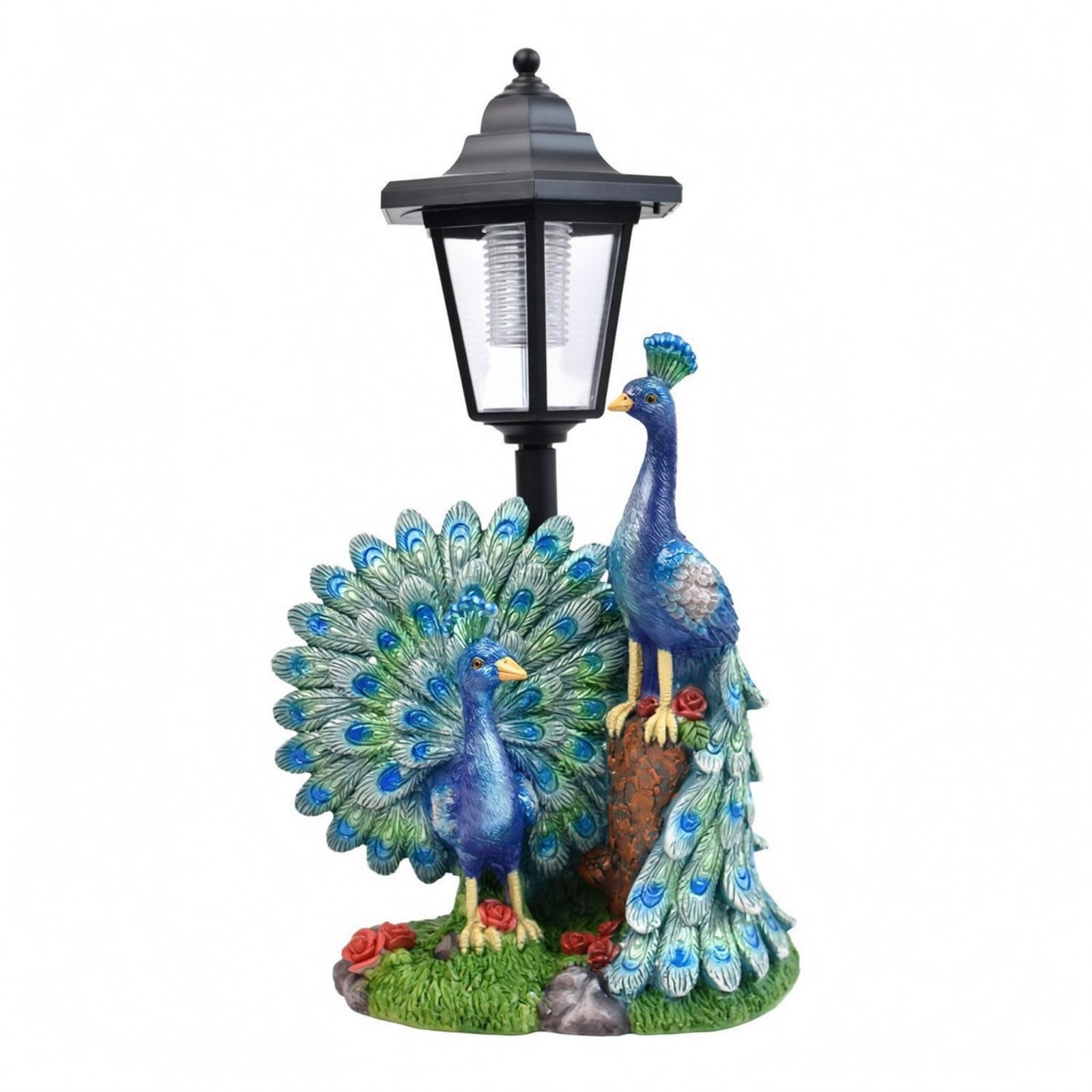 Warm Radiance Solar Garden Lantern Resin-Style Outdoor Solar Lantern for Yard, Balcony, Peacock-image-26