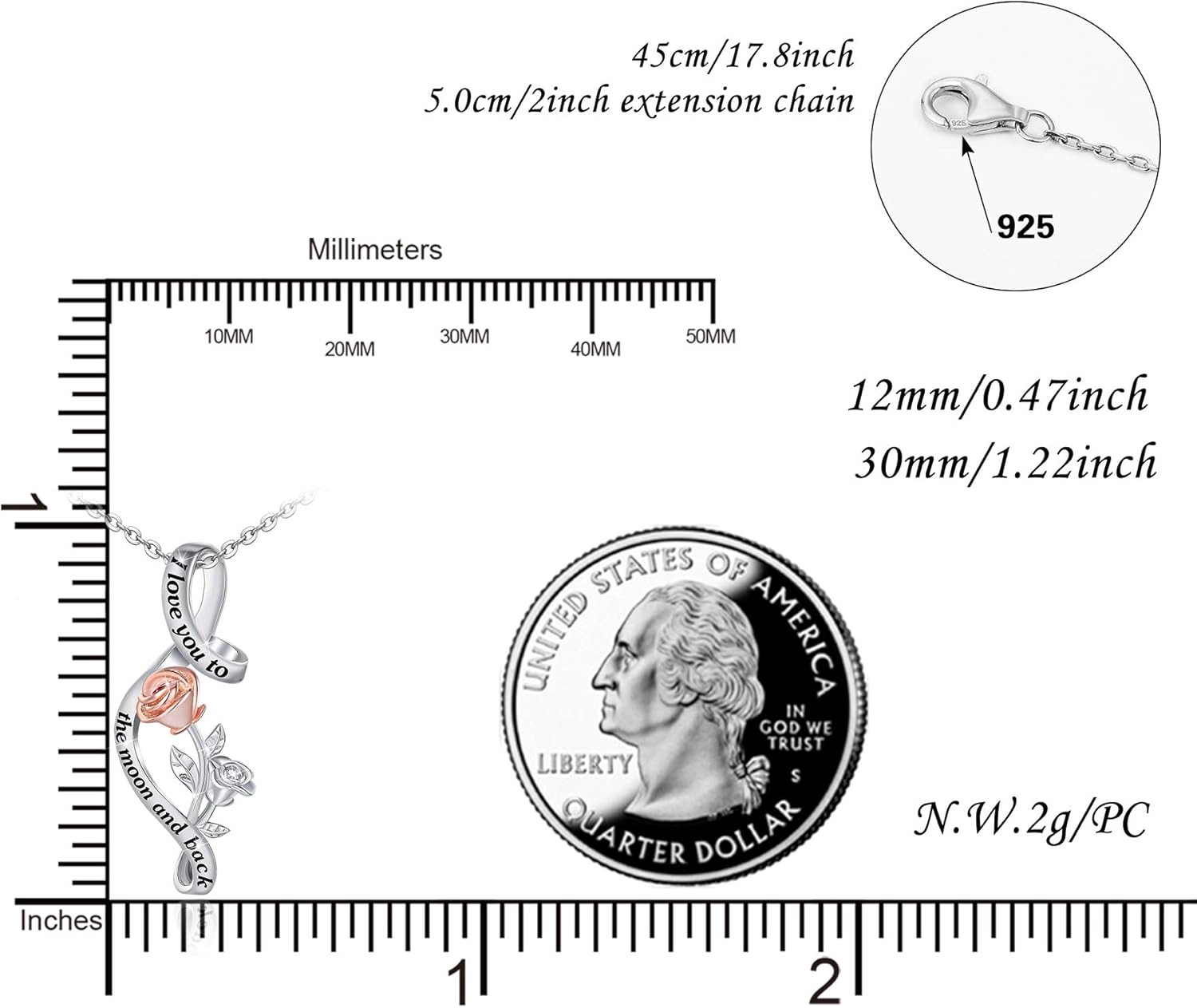 Distance S925 Sterling Silver Rose Flower Necklace, Rose Bracelet, Two-Tone Cross Pendant Necklaces for Women Gift for Valentine Birthday Christmas Mother Day - Image 5