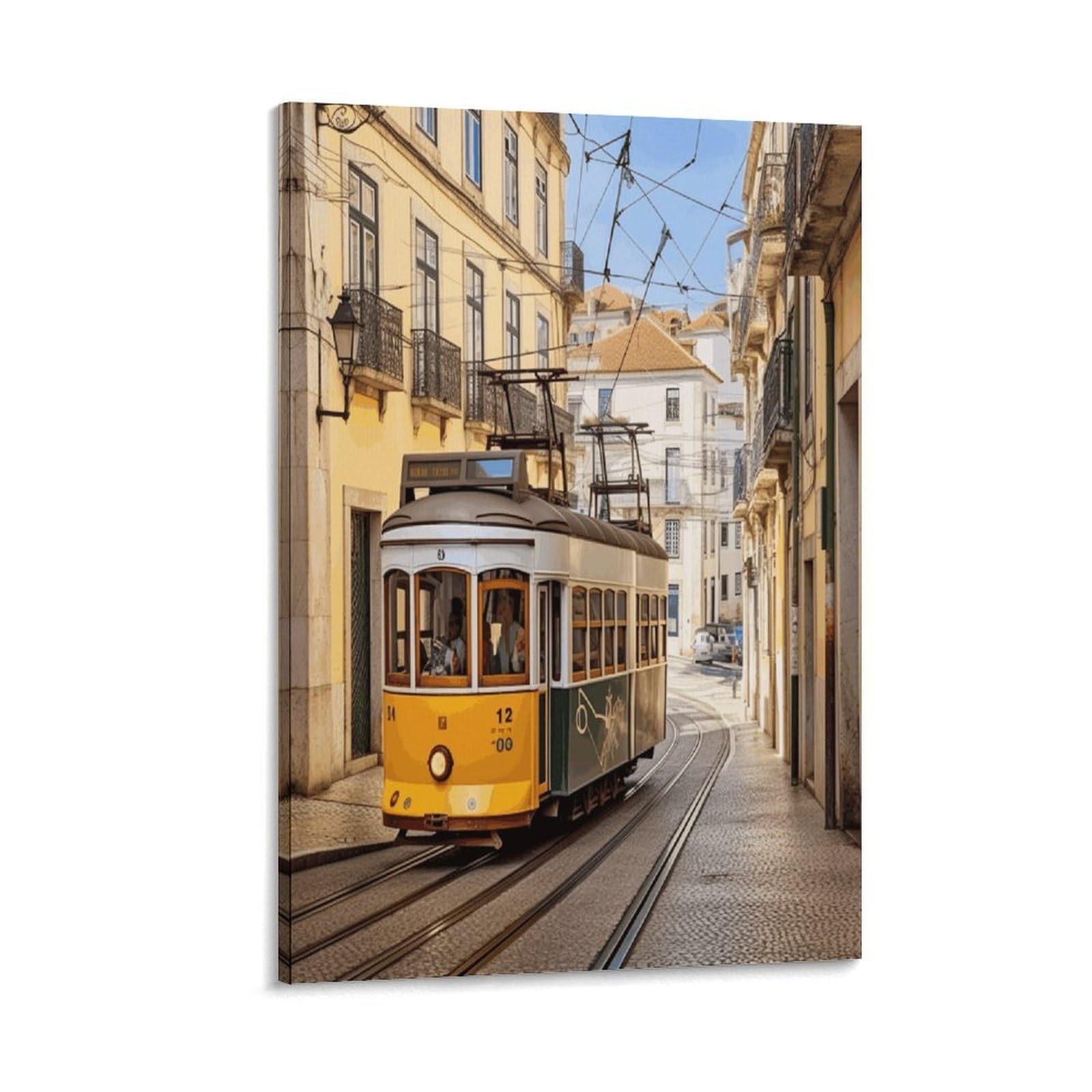 VstaDank Lisbon Tram Canvas Wall Art on Canvas Prints Artwork Exquisite Decor Artwork Hang Wall Picture Hangable Decor Painting Picture Printed Poster Art for Home Decor 20x30inch(50x75cm)