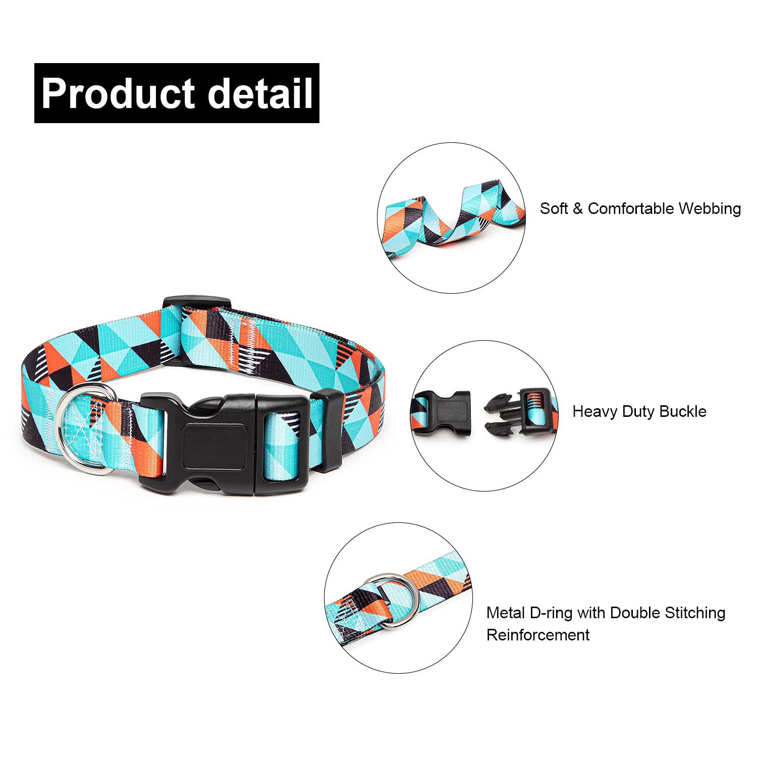 Adjustable Dog Collar with Patterns, Ultra Comfy Soft Nylon Breathable Pet Collar for Small Medium Large Dogs (L, Floral Orange) — view 70