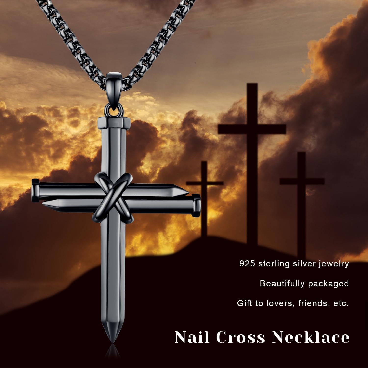 TwoAnts 925 Sterling Silver Religious Cross Pendant Necklace Jewelry Gifts for Men Women - Image 7
