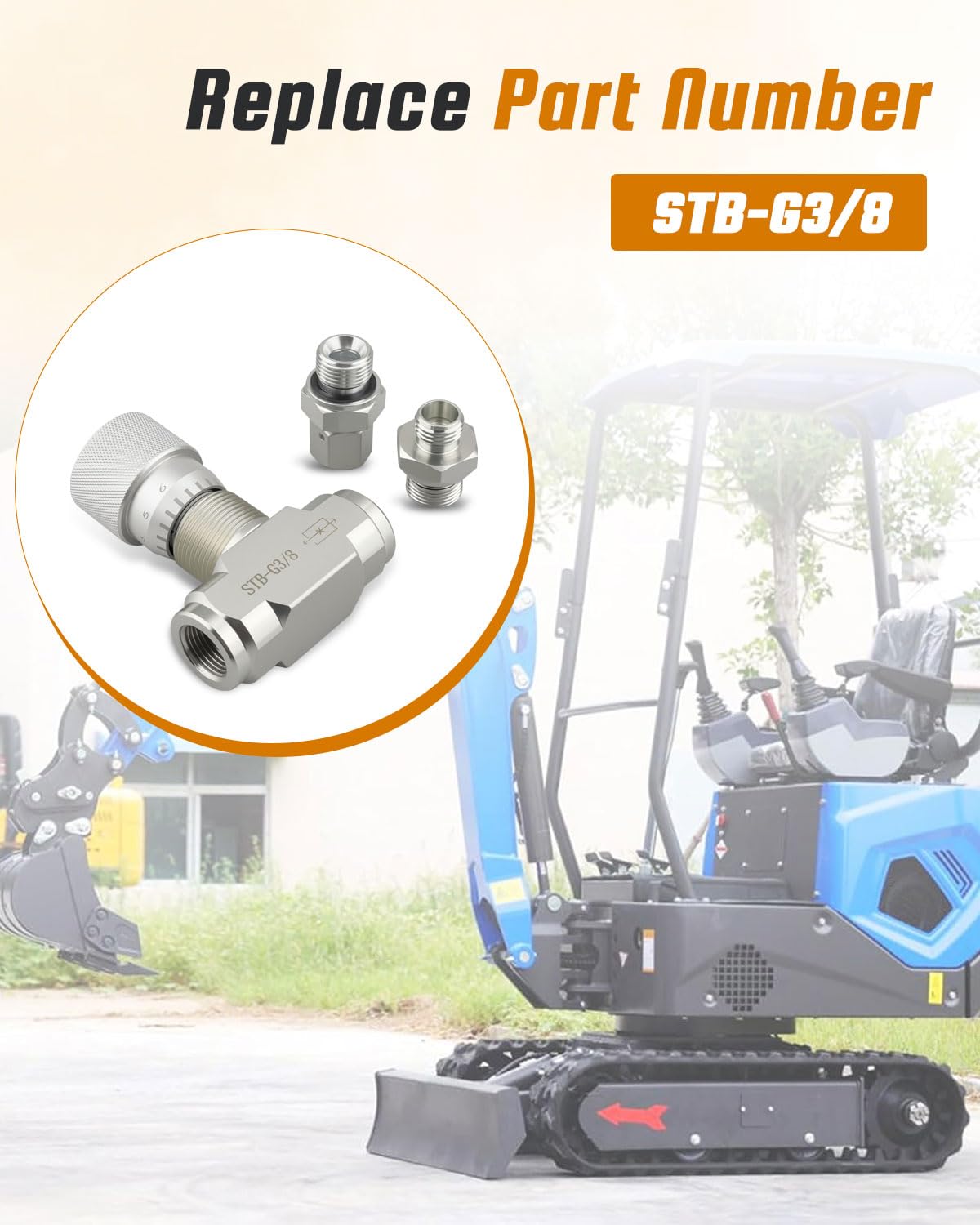 STB-G3/8 - Válvula de control de flujo hidráulico L08 de 3/8 pulgadas para sistemas hidráulicos de excavadoras pequeñas, mini válvula de excavadora
