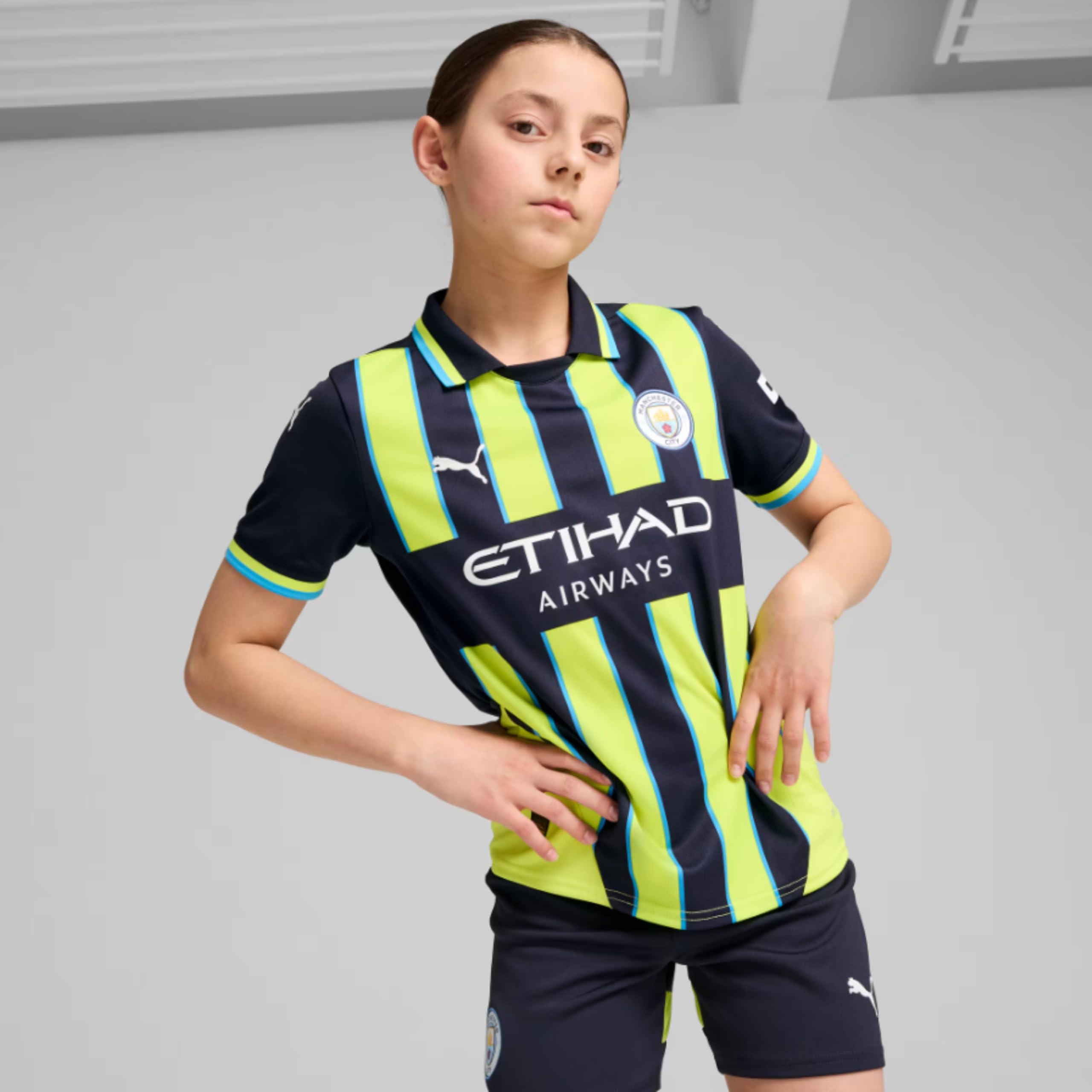 PUMA Original ManCity Trikot Kinder [Away 24/25] Offizielles Manchester City Trikot [Spieler oder Personalisiert] Sportbekleidung Fussball Geschenke Jungen Mädchen Fußball Fanartikel Kinder