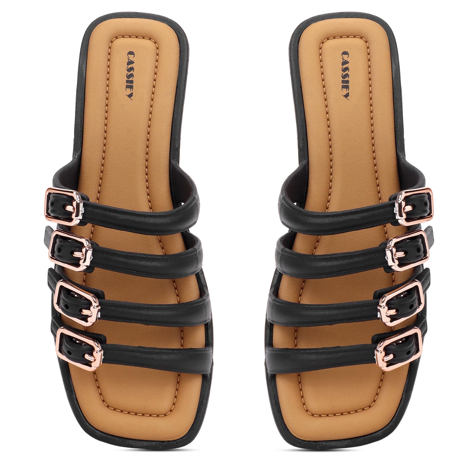 cassiey Women's Multi-Strap Buckle Flat Sandals-picture-33