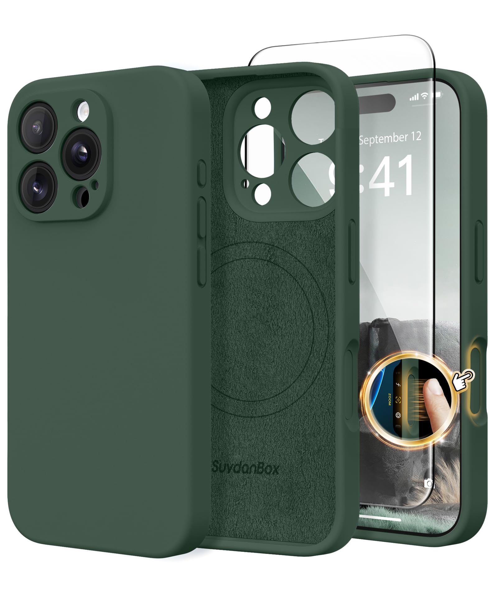 Magnetic for iPhone 16 Pro Case Silicone Alpine Green