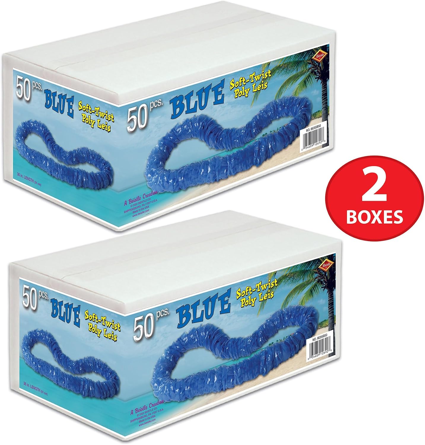 Beistle Soft-Twist Poly Leis – 100 Pack, Blue Plastic Hawaiian Necklaces, One Size Fits Most Adults, Tropical Luau Party Accessories, Island Theme Wearables, Beach Celebration Favors