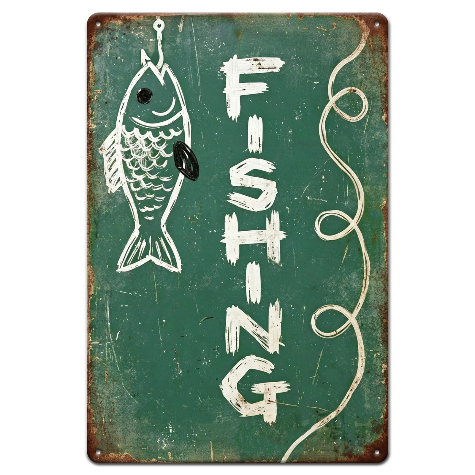 GLOBLELAND Funny Fishing Metal Tin Sign 12ร8 inch