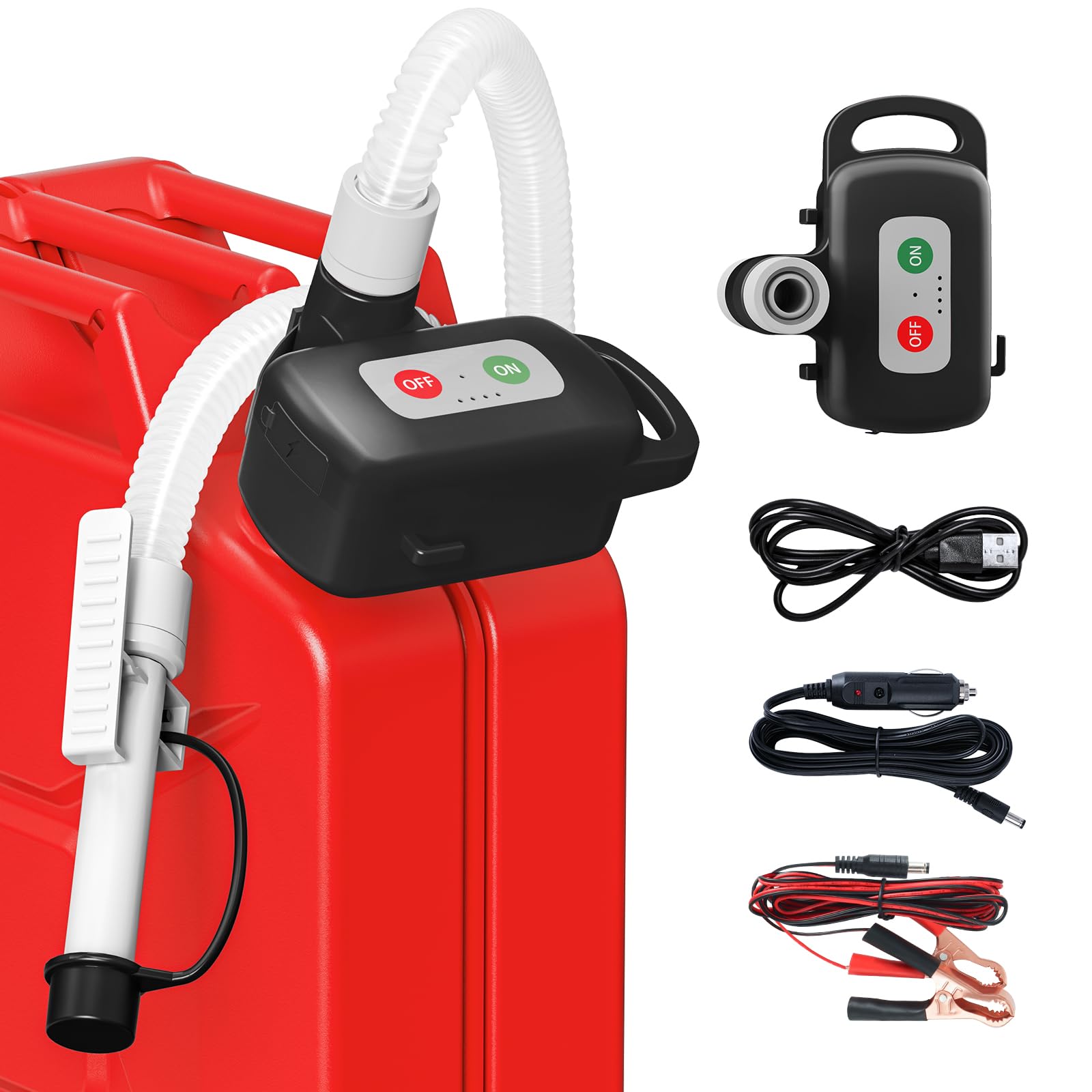 Pompe de transfert de carburant avec capteur d'arrêt automatique Noire | Pompe Diesel Pompe à essence à piles, Pompe de transfert de liquide rechargeable pour essence, diesel et huile